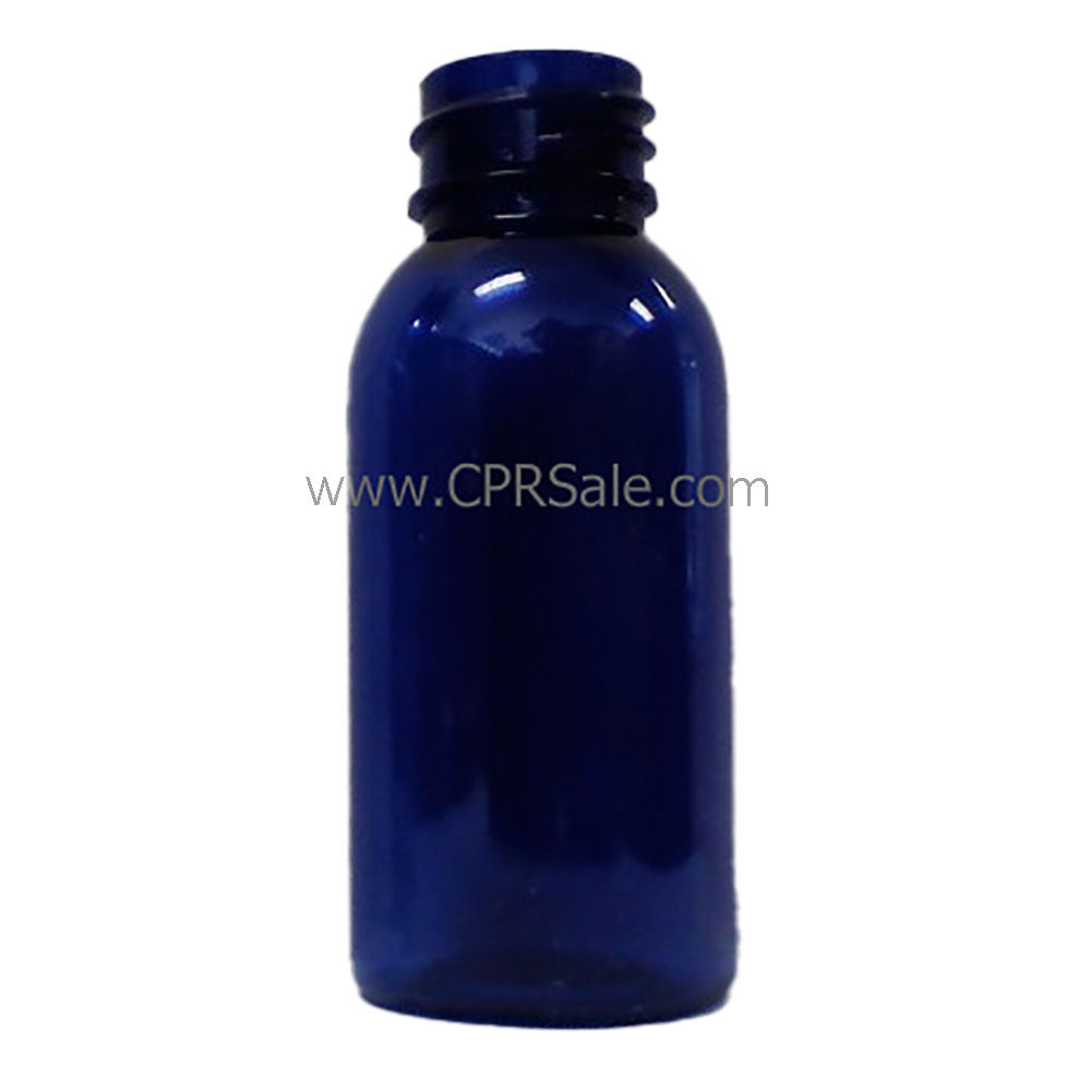 Plastic Bottle, PET, Round, Blue, 1oz