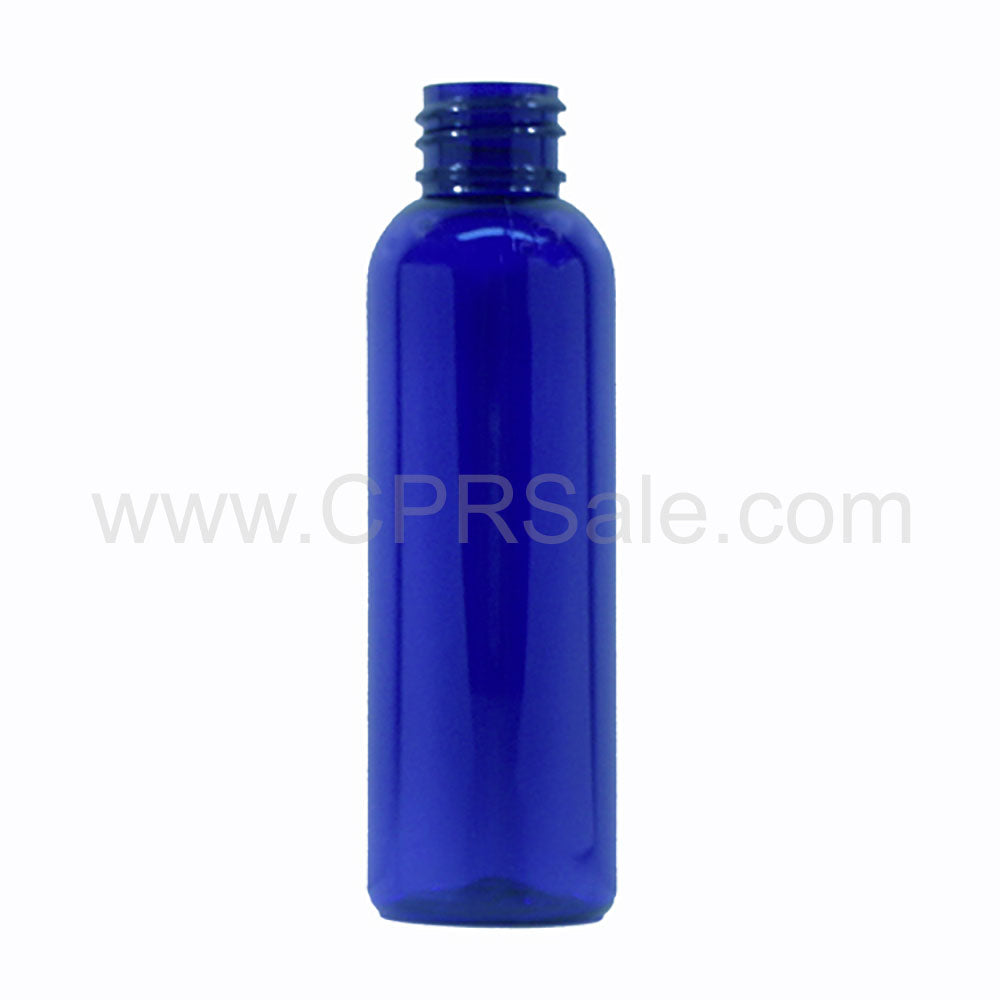 Plastic Bottle, PET, Round, Blue, 2oz