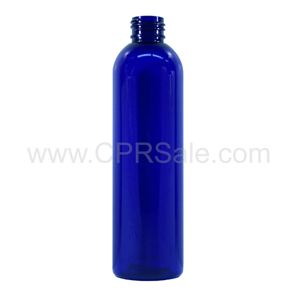 Plastic Bottle, PET, Round, Blue, 8oz