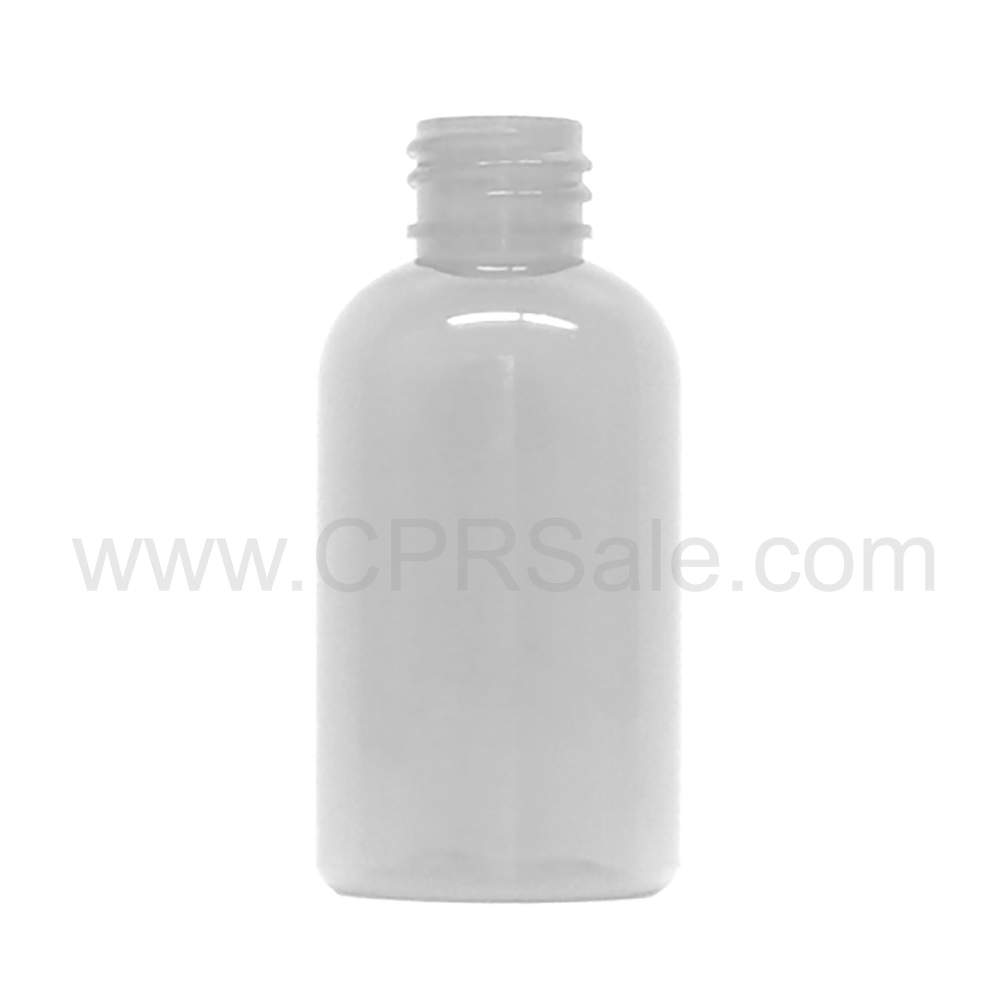 Plastic Bottle, PET, Boston Round, Clear, 2oz