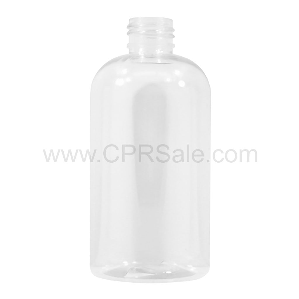 Plastic Bottle, PET, Boston Round, Clear, 8oz