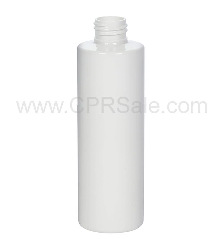 Plastic Bottle, PET, Cylinder, White, 8oz