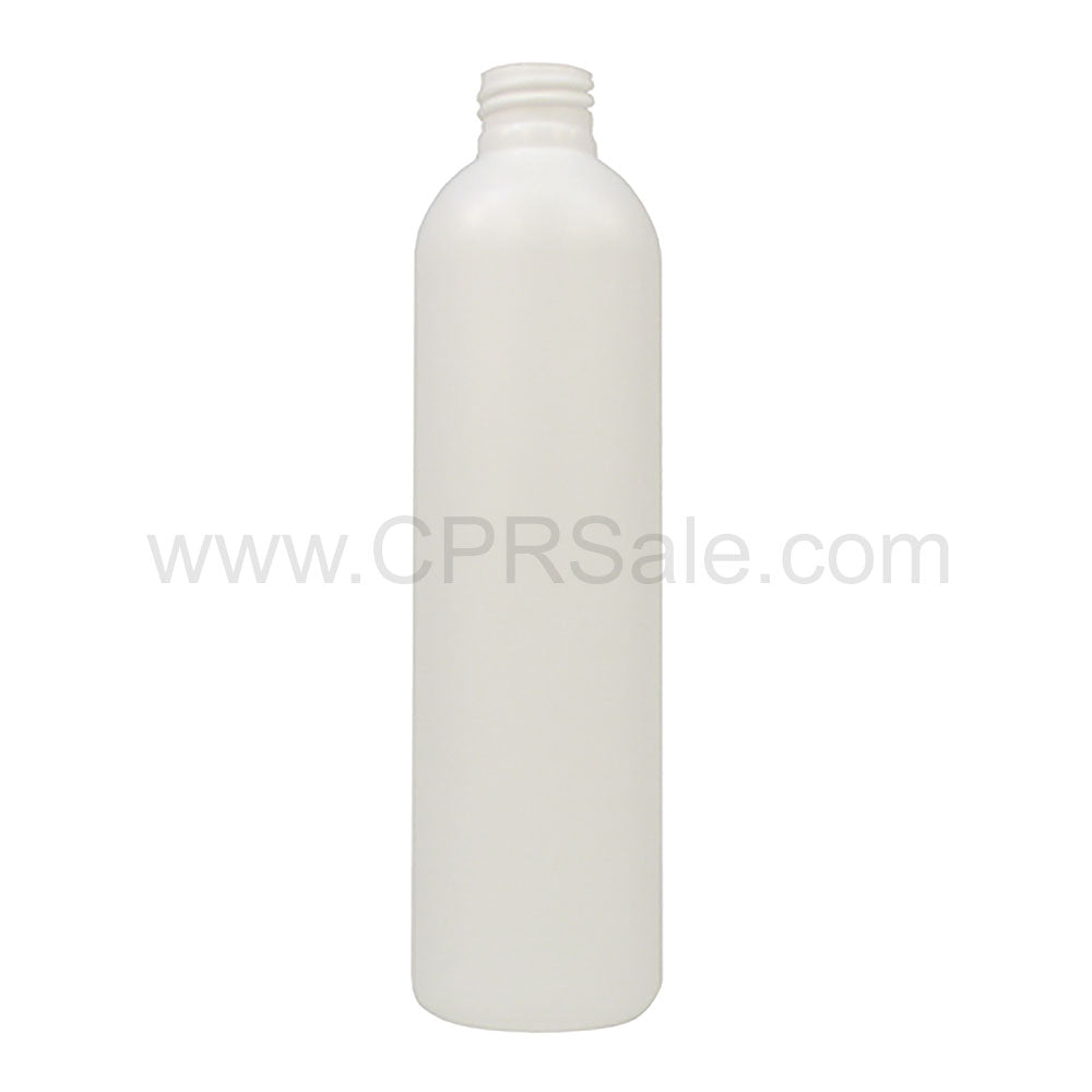 Plastic Bottle, HDPE, Royalty Round, White, 8oz