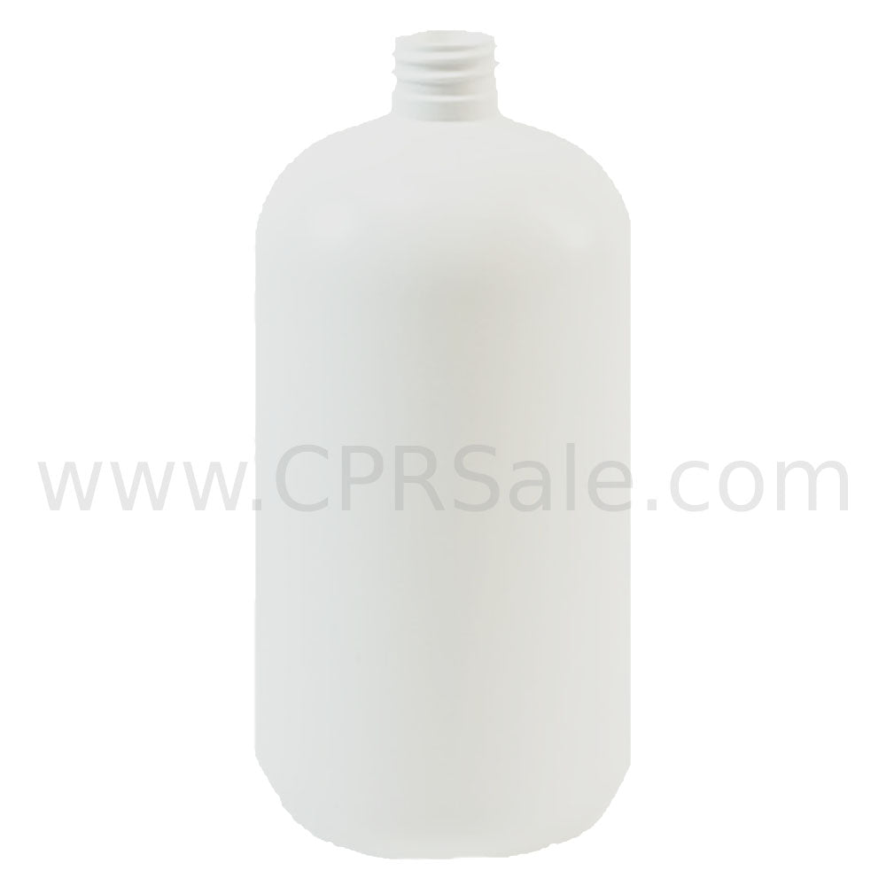 Plastic Bottle, HDPE, Boston Round, White, 32oz