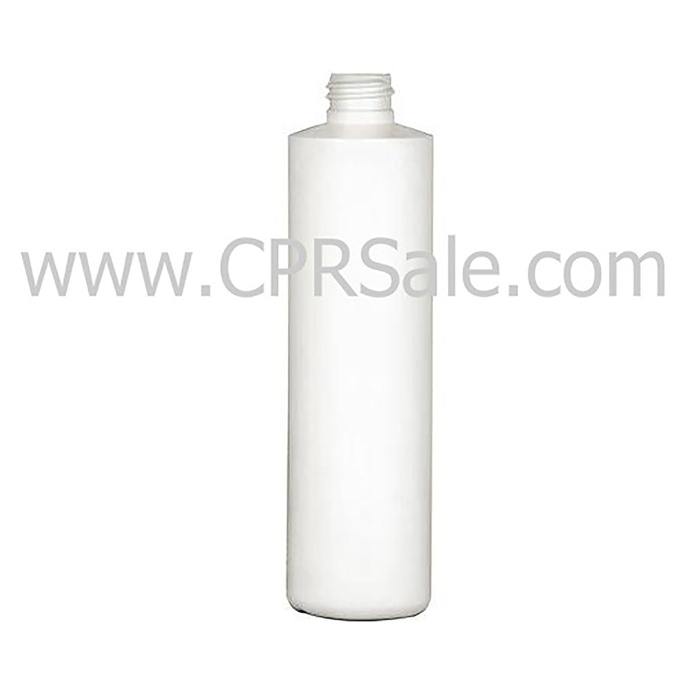 Plastic Bottle, HDPE, Cylinder, White, 10oz