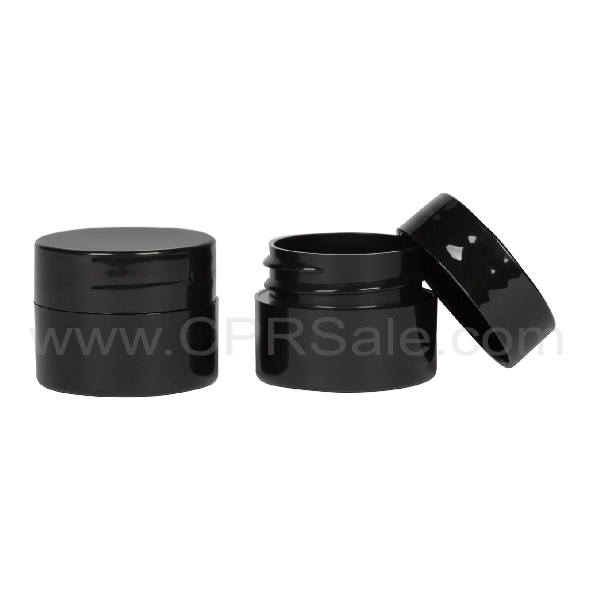 Jar, PP, Round, Black, Straight Sided, w/Black Straight Sided Cap, No Liner, 0.25oz, 33mm
