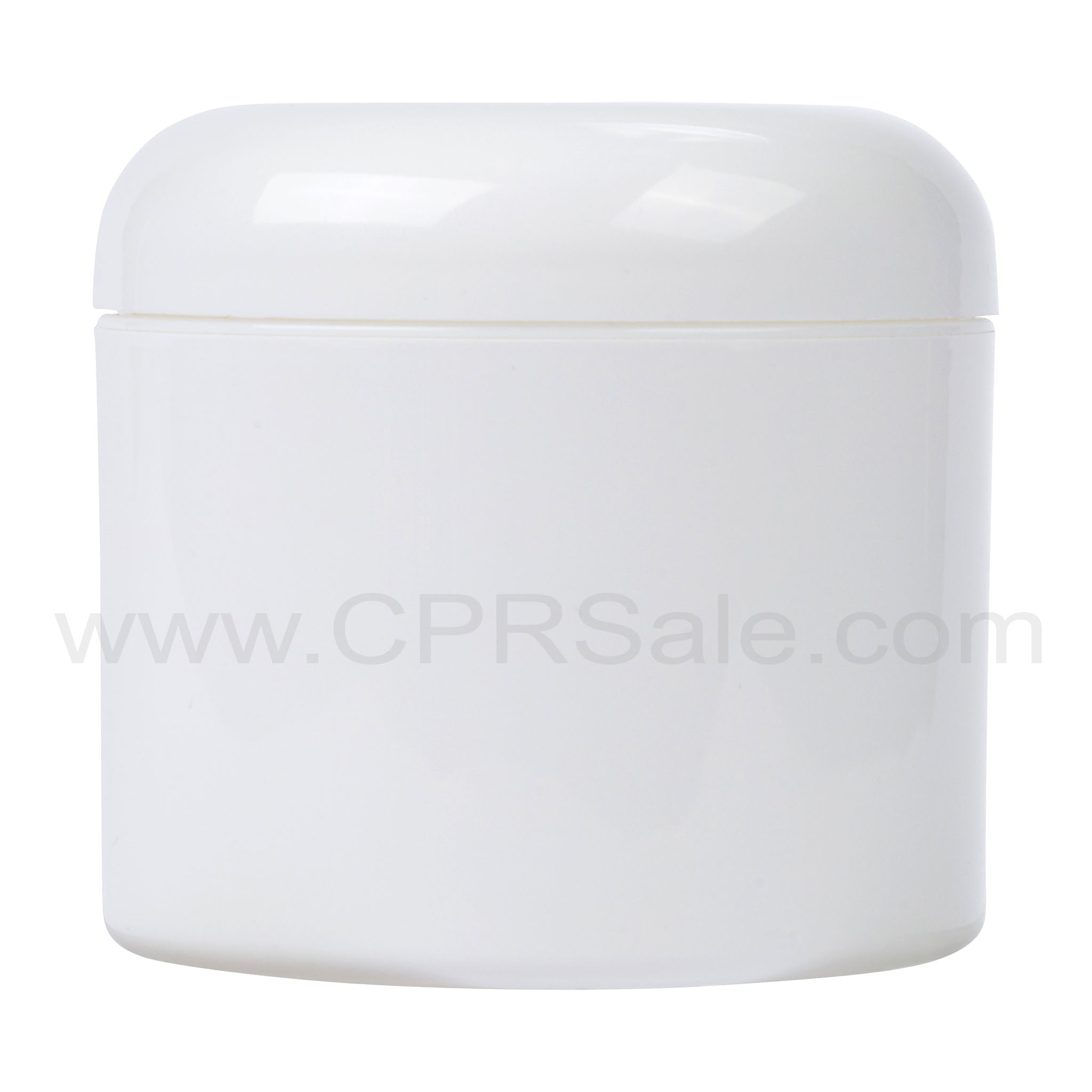 Jar, PP, Round, Straight Base, White Dome Cap, Sealing Disc, 58mm, 2oz