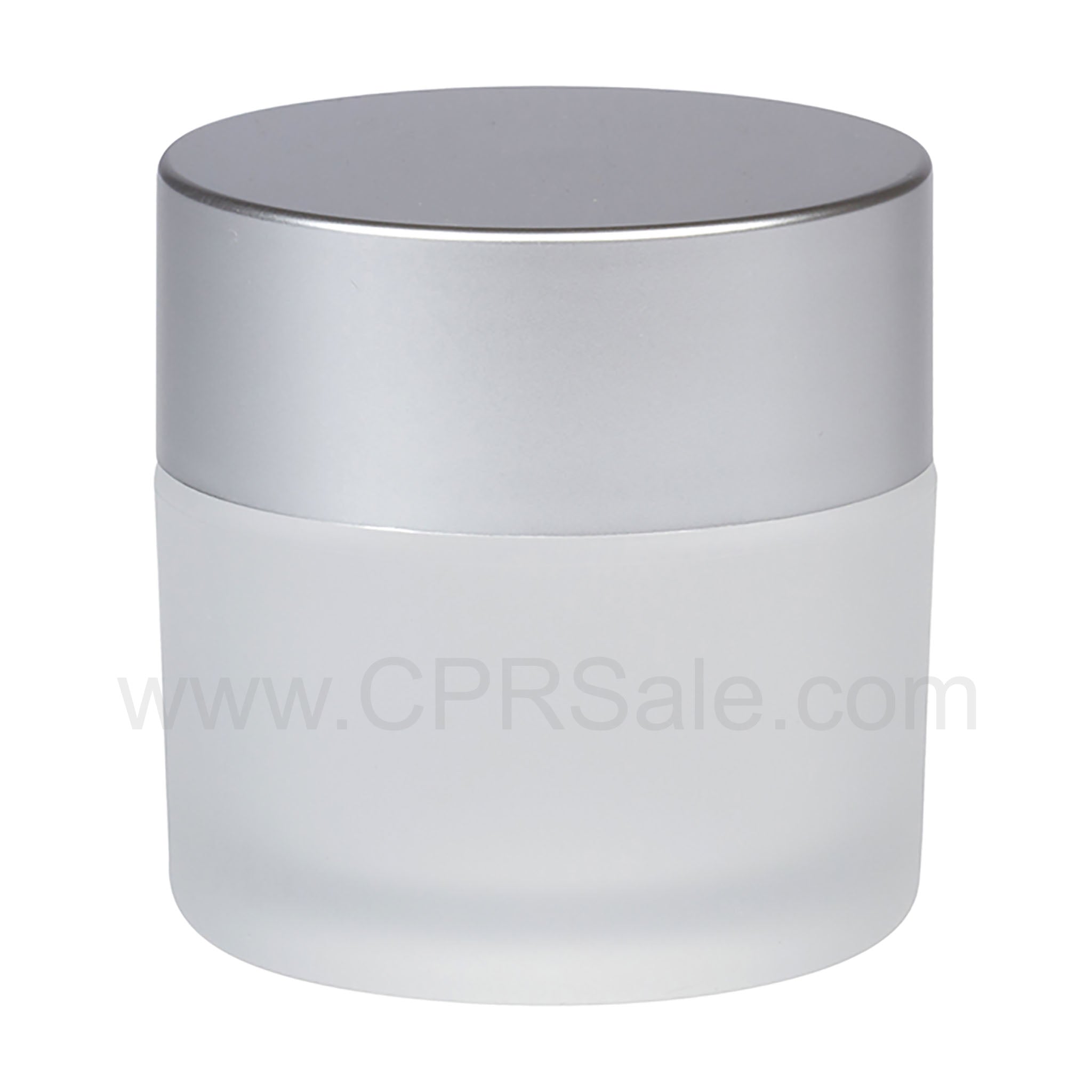 Jar, Acrylic, Round, Frosted with Matte Silver Cap, 50mL, 1.7oz