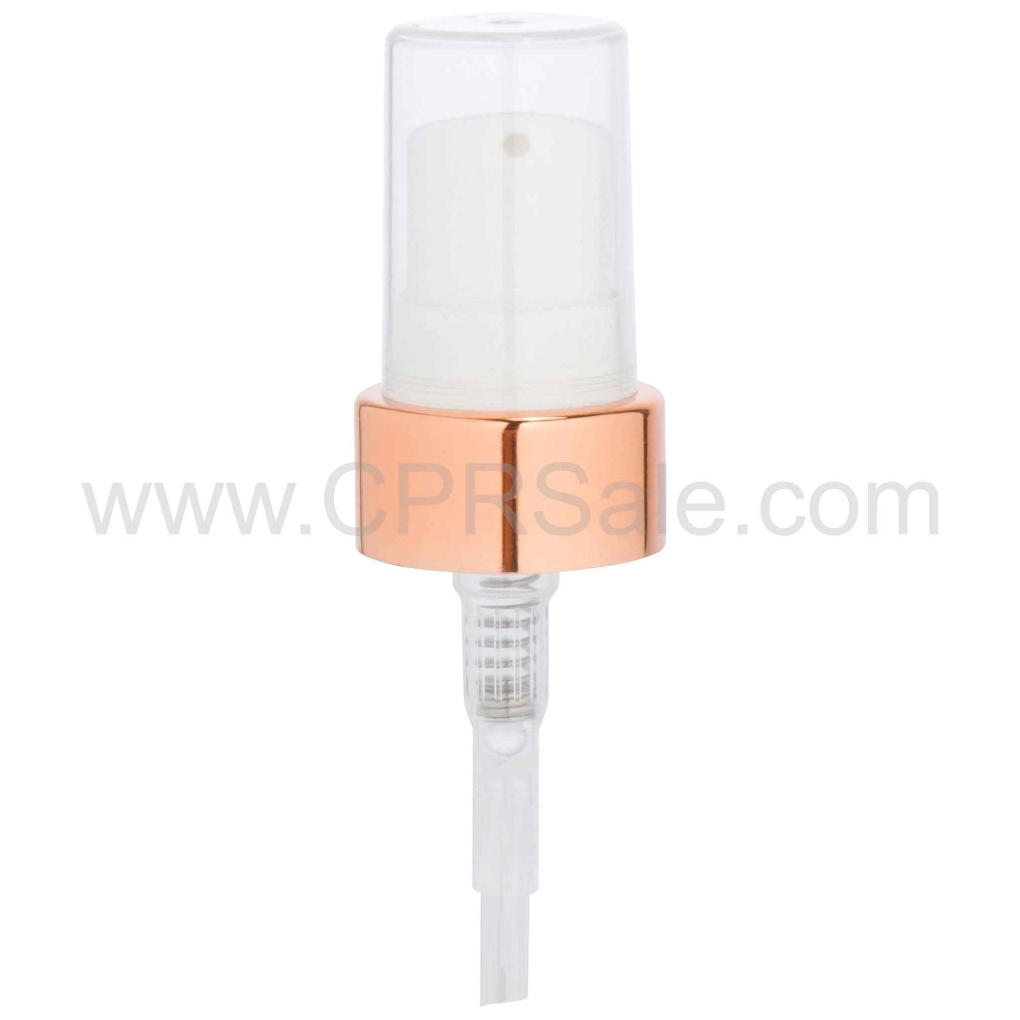 Pump, 20/400, Treatment, Shiny Rose Gold Collar, White Actuator, Clear PP Hood, Diptube Length: 5 in