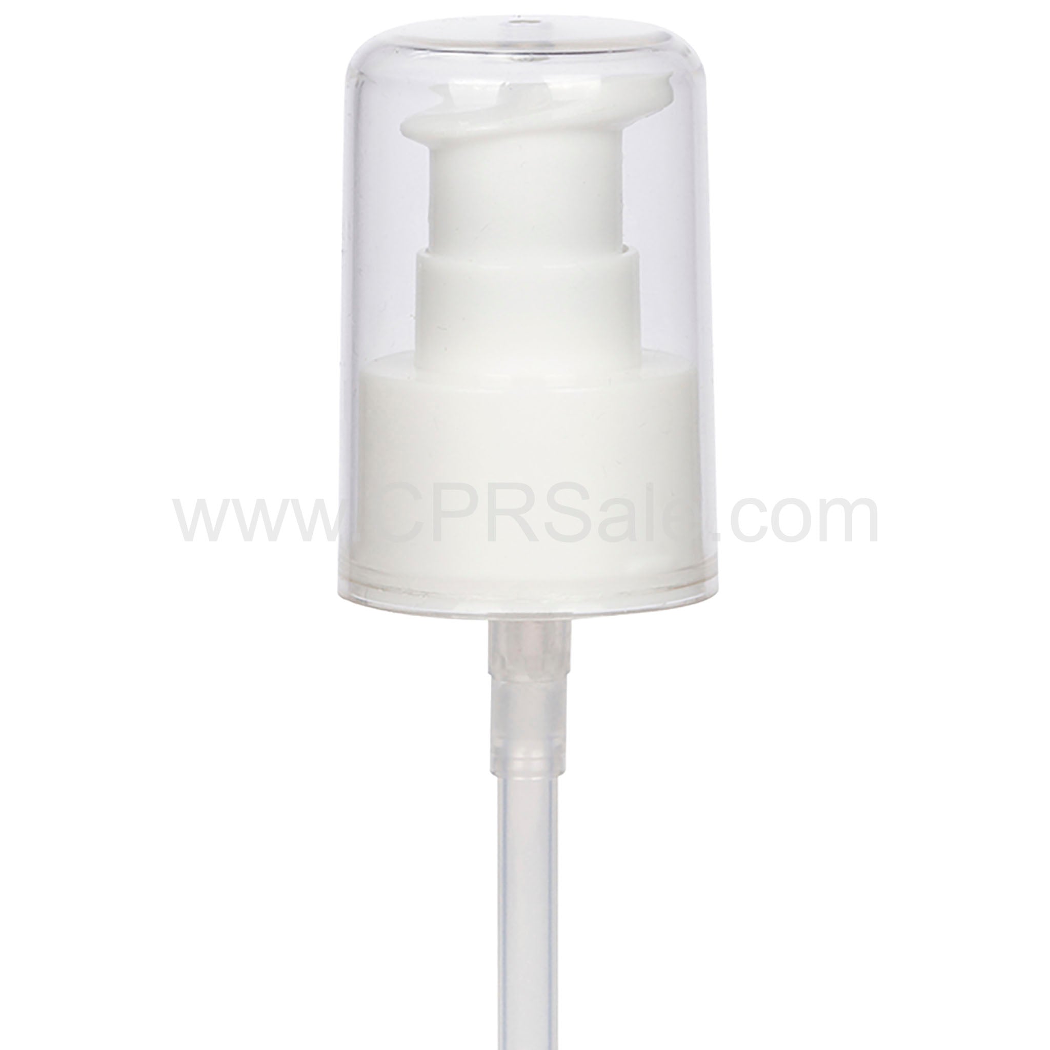 Pump, 24/410, Treatment, White, Smooth with Clear Styrene Hood, Dip tube Length: 7 in