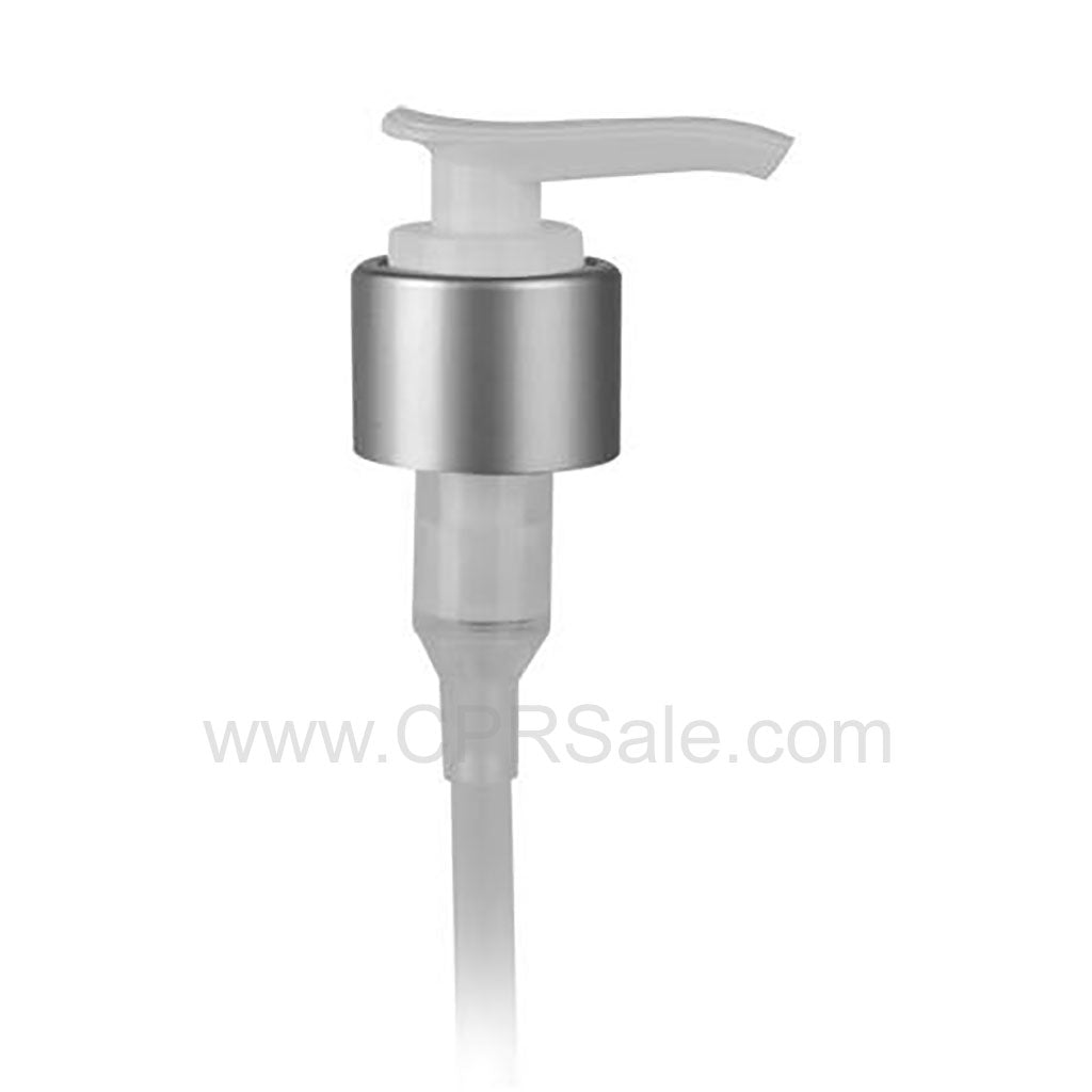 Pump, 24/410, Brush Silver/White, 2cc. Saddle Head, Diptube Length = 9 inches