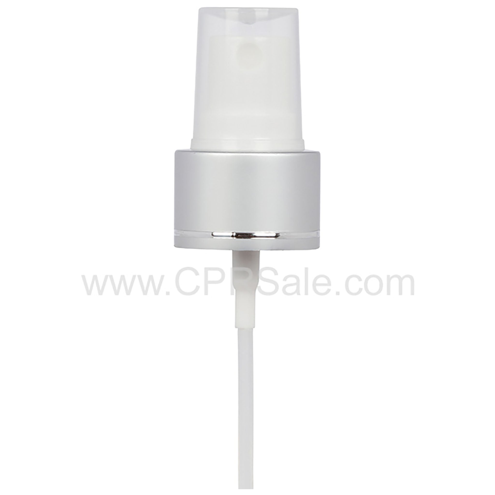 Sprayer, 20/410, Matte Silver Collar, w/Shiny Silver Band, White Actuator, Smooth, Diptube Length = 6"