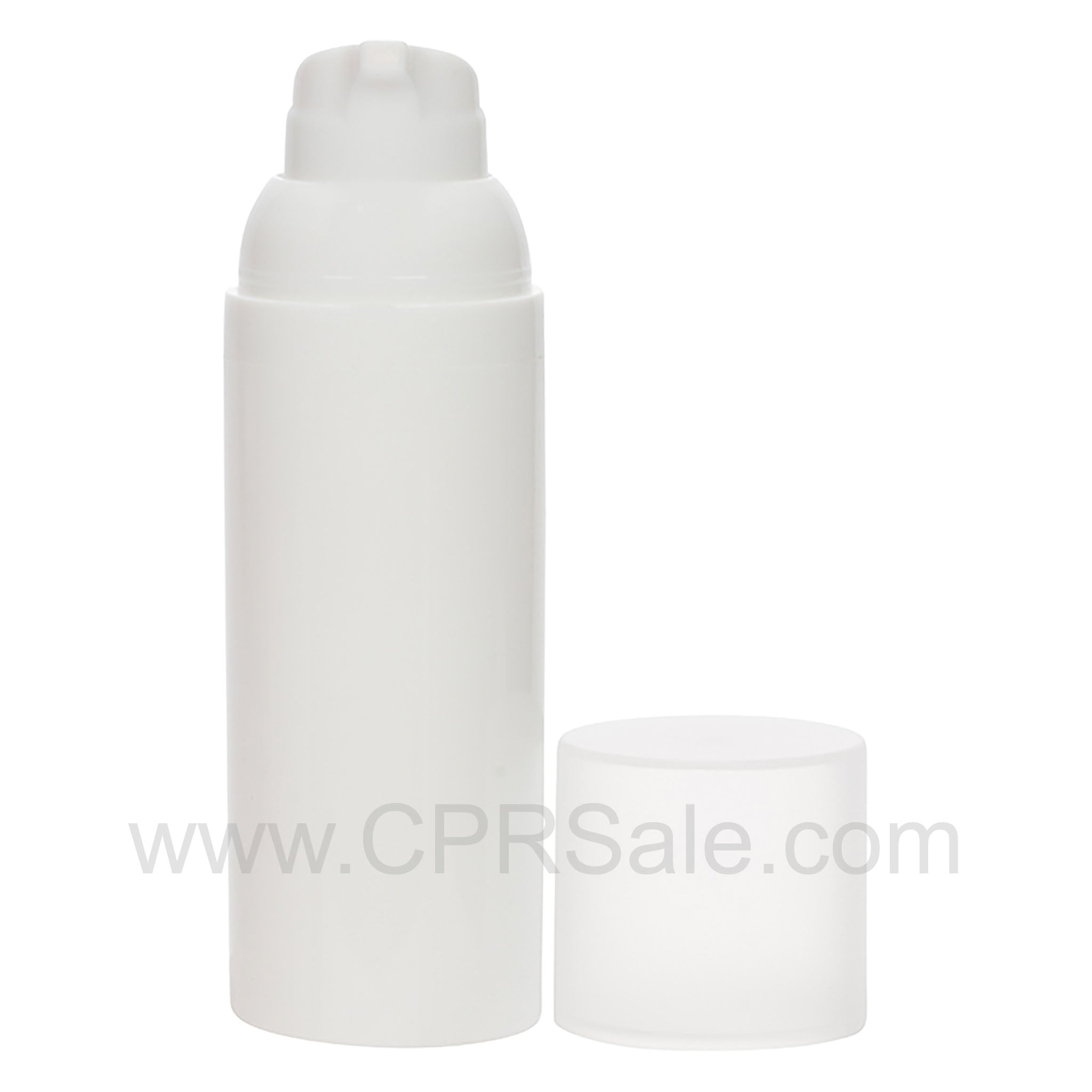 Airless Bottle, Frosted Cap, White Collar, White Body, 50mL