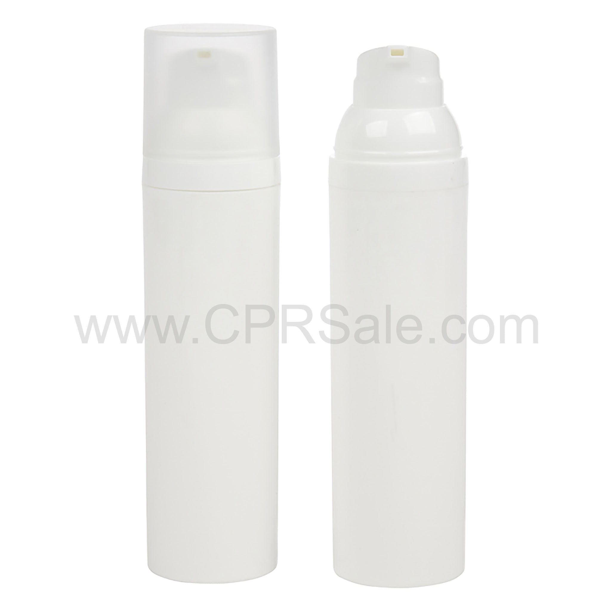Airless Bottle, Frosted Cap, White Collar, White Body, 75mL