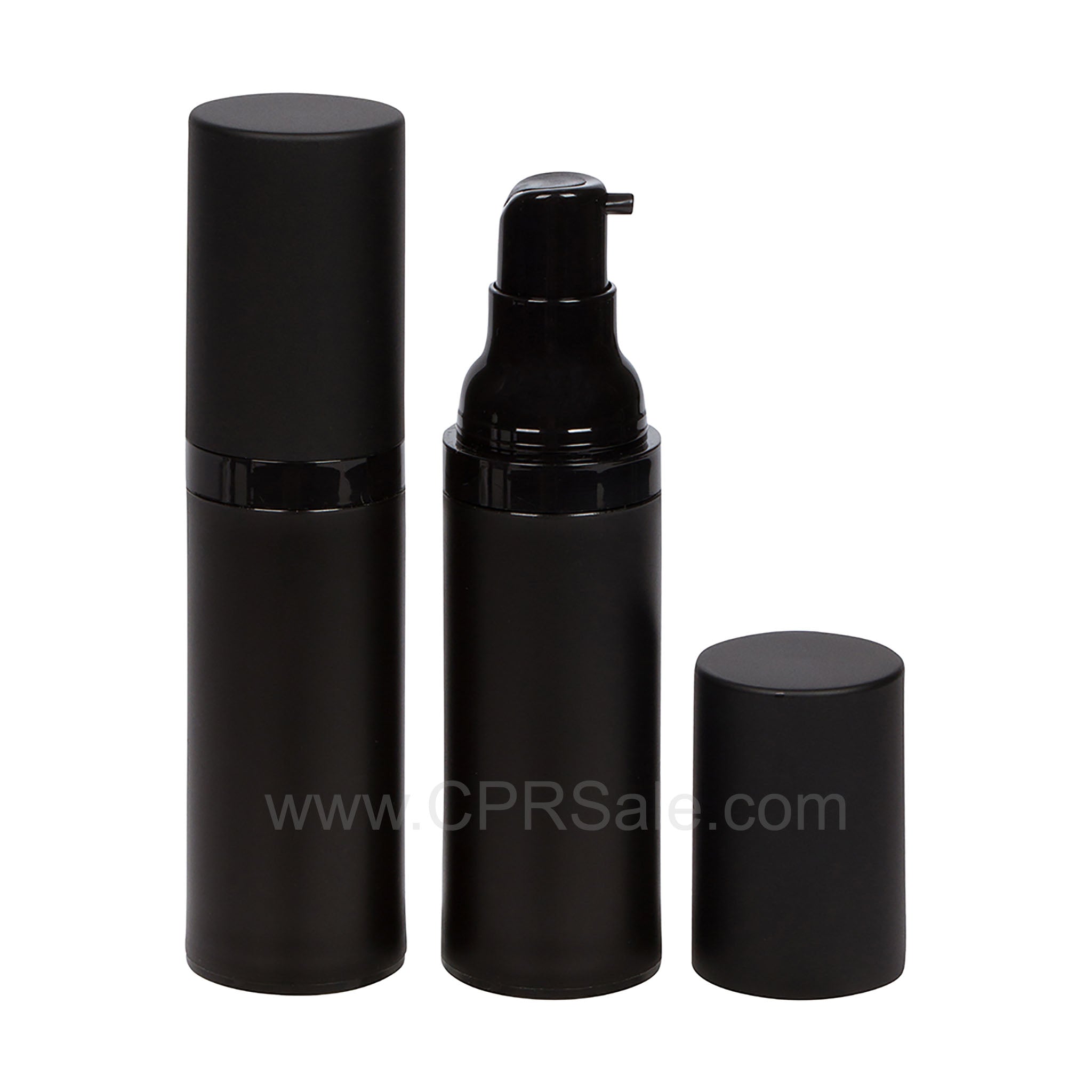 Airless Bottle, Matte Black Cap, Matte Black Body, 30mL