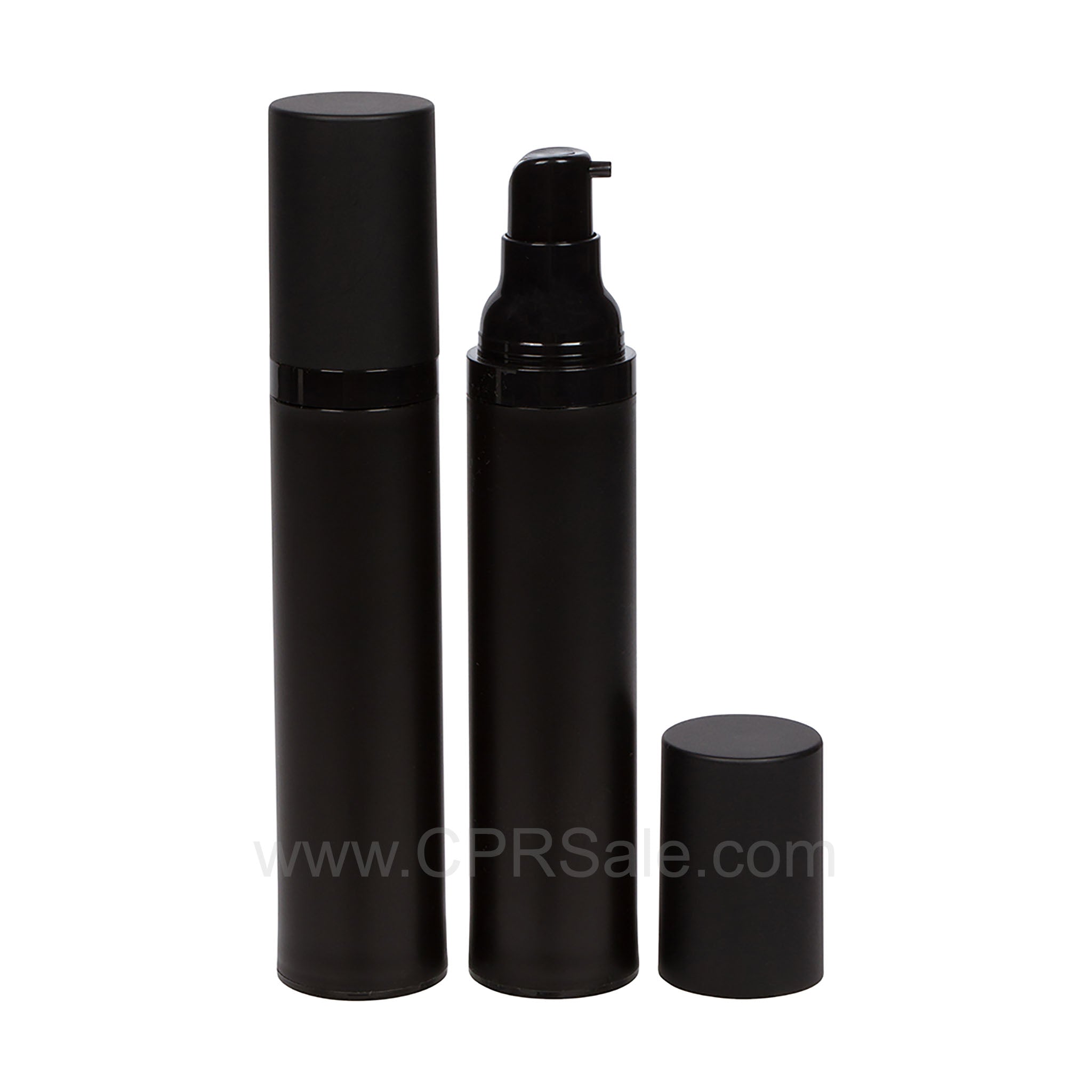 Airless Bottle, Matte Black Cap, Matte Black Body, 50mL