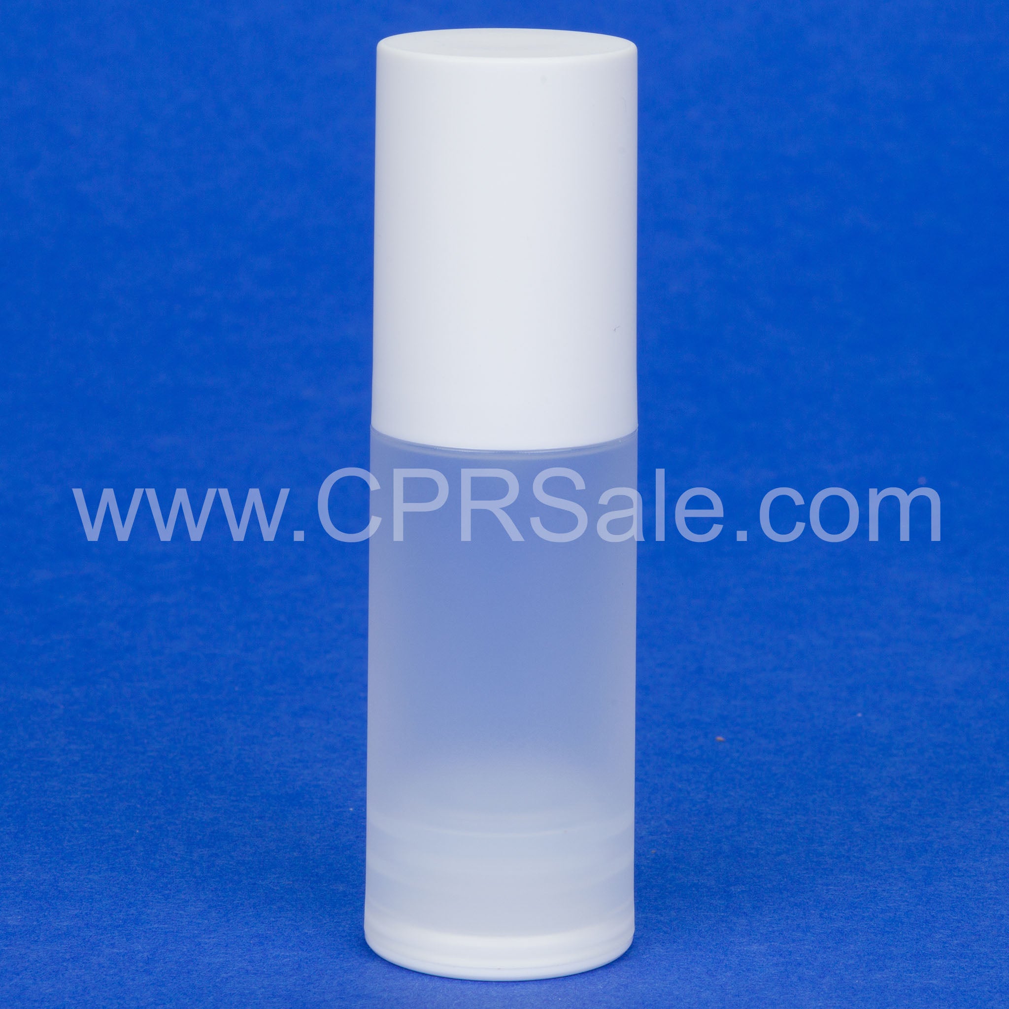 Airless Bottle, White Pump, Matte White Cap, Frosted Body, 30 mL