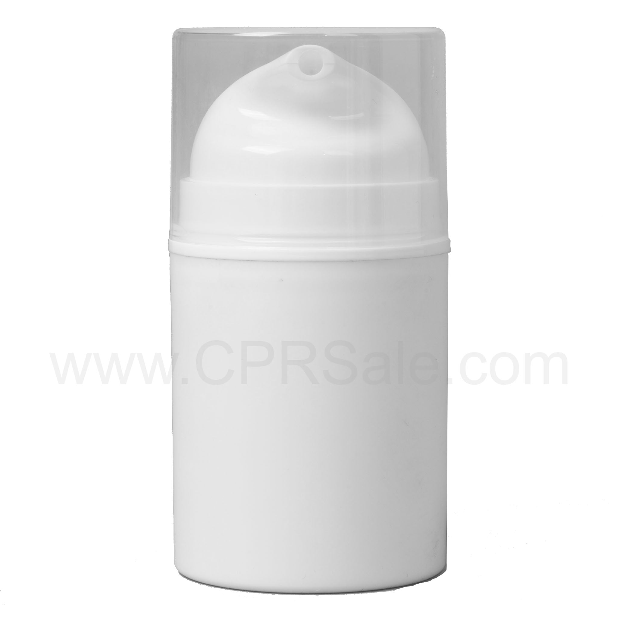 Airless Bottle, Natural Cap, White Pump, White Body, 50mL