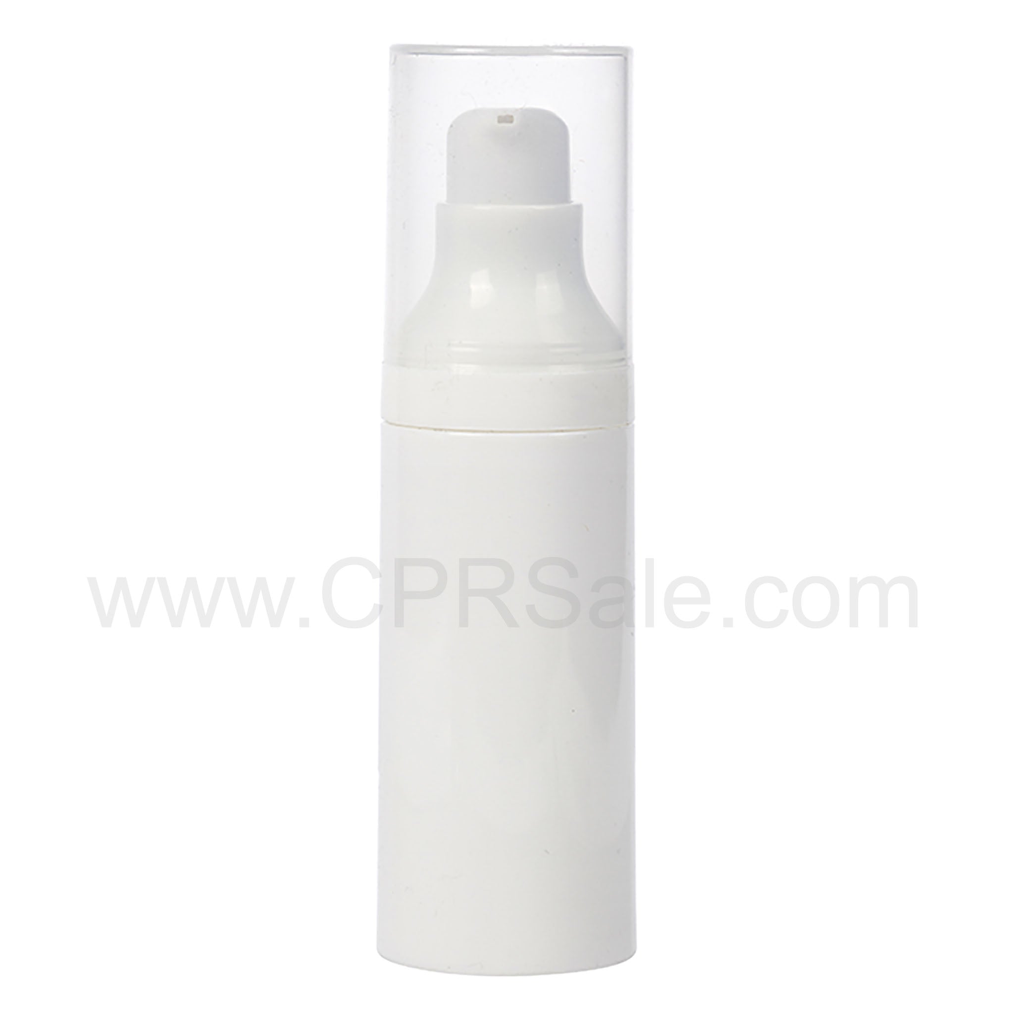 Airless Bottle, Natural Cap, White Pump, White Body, 30mL