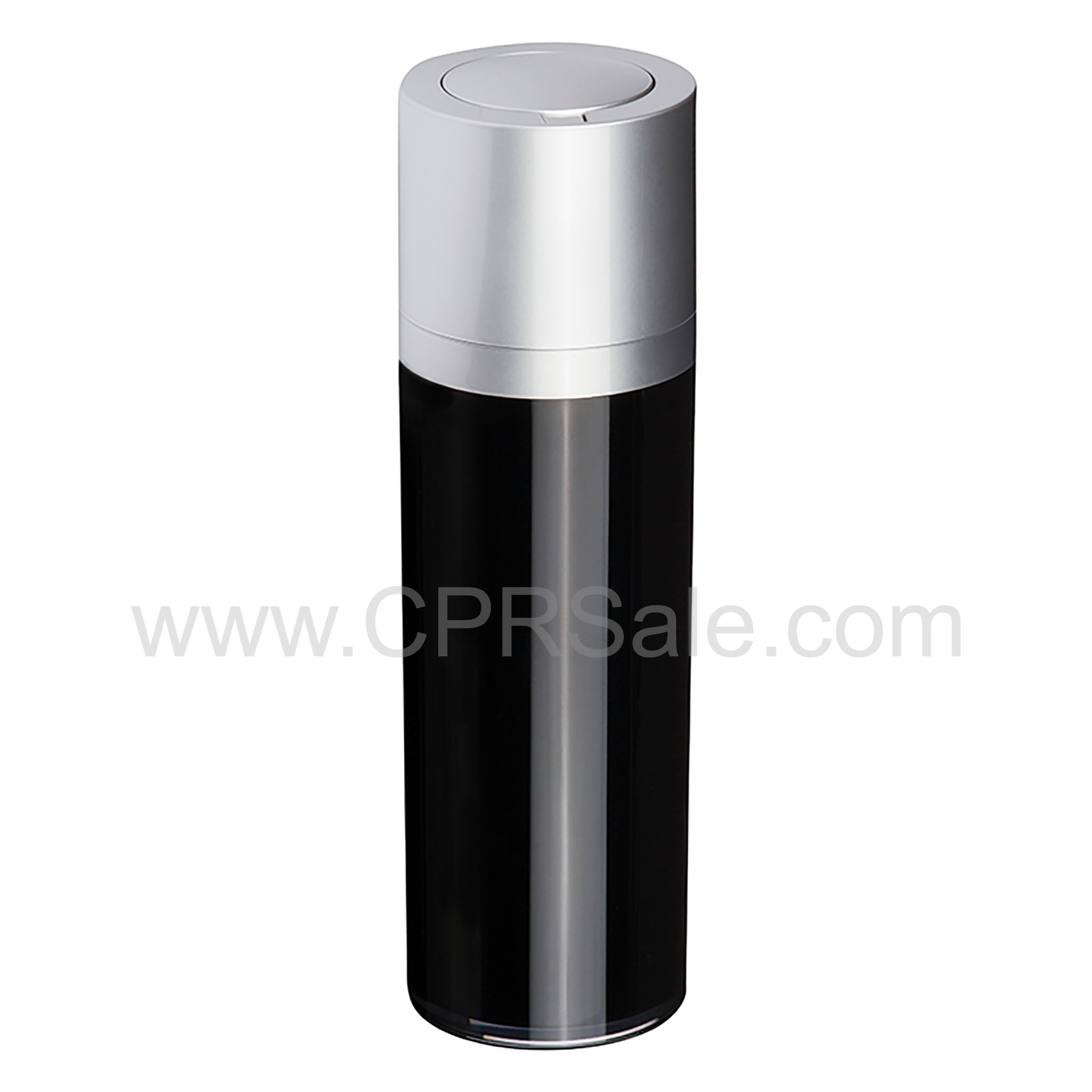 Airless Bottle, Matte Silver Twist Up Dispenser, Black Body, 15 mL