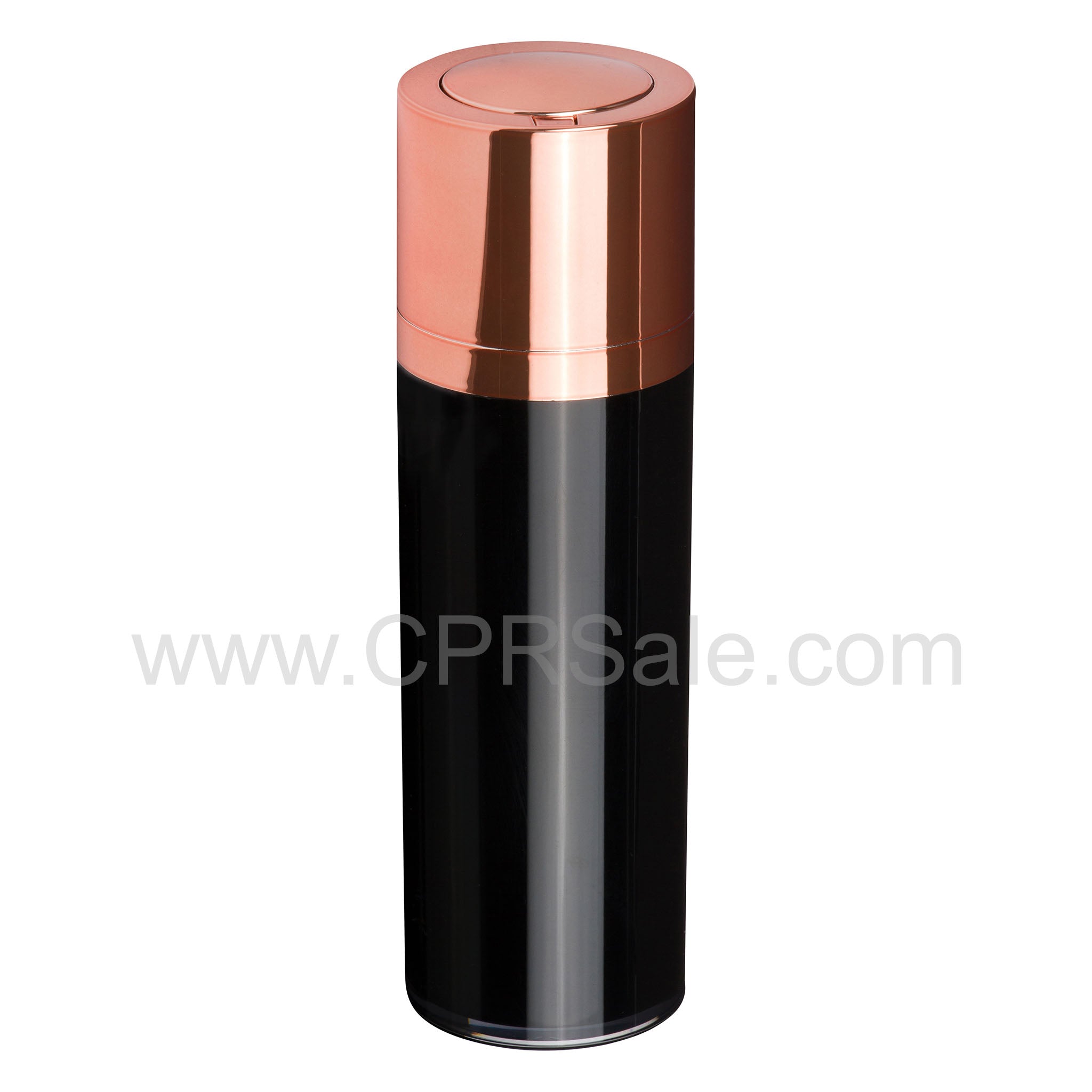 Airless Bottle, Shiny Rose Gold Twist Up Dispenser, Black Body,  15 mL