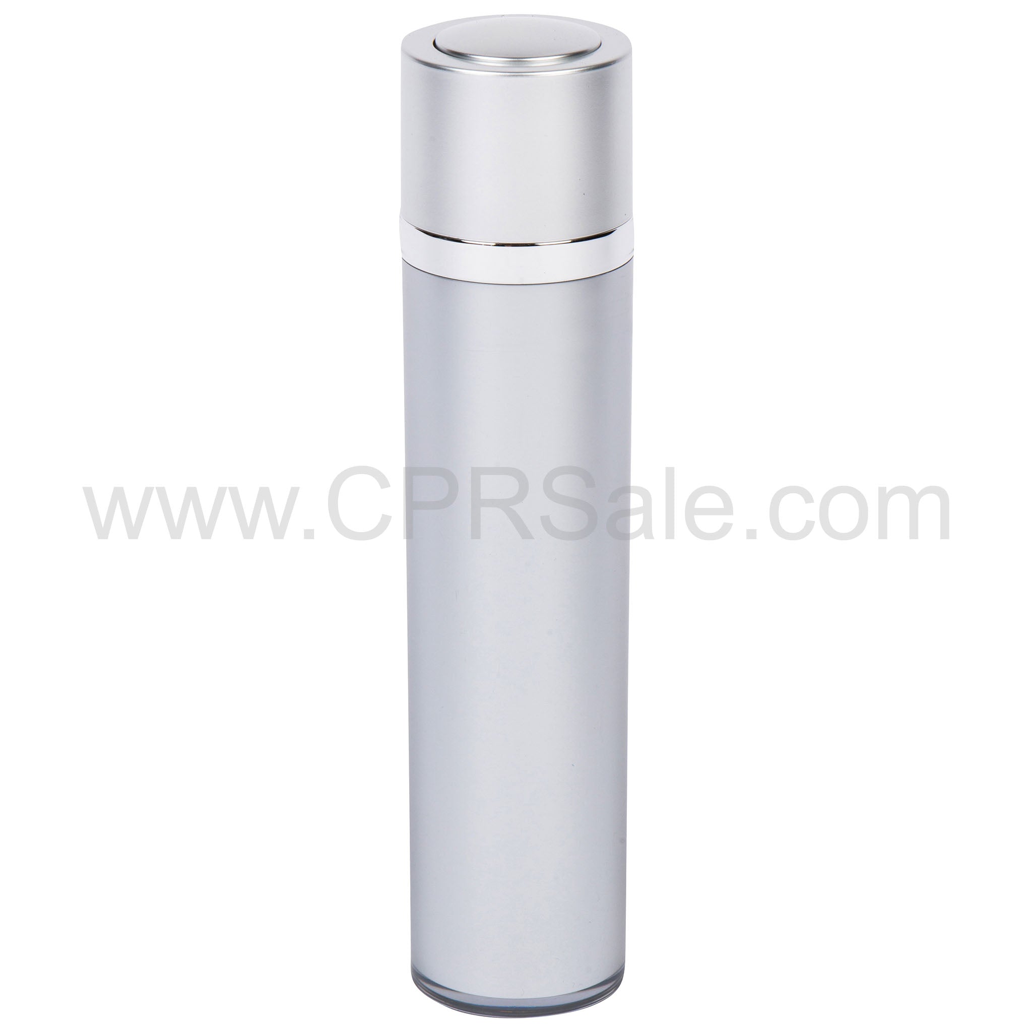Airless Bottle, Matte Silver Twist Up Dispenser with Shiny Silver Band, Platinum Body, 15 mL