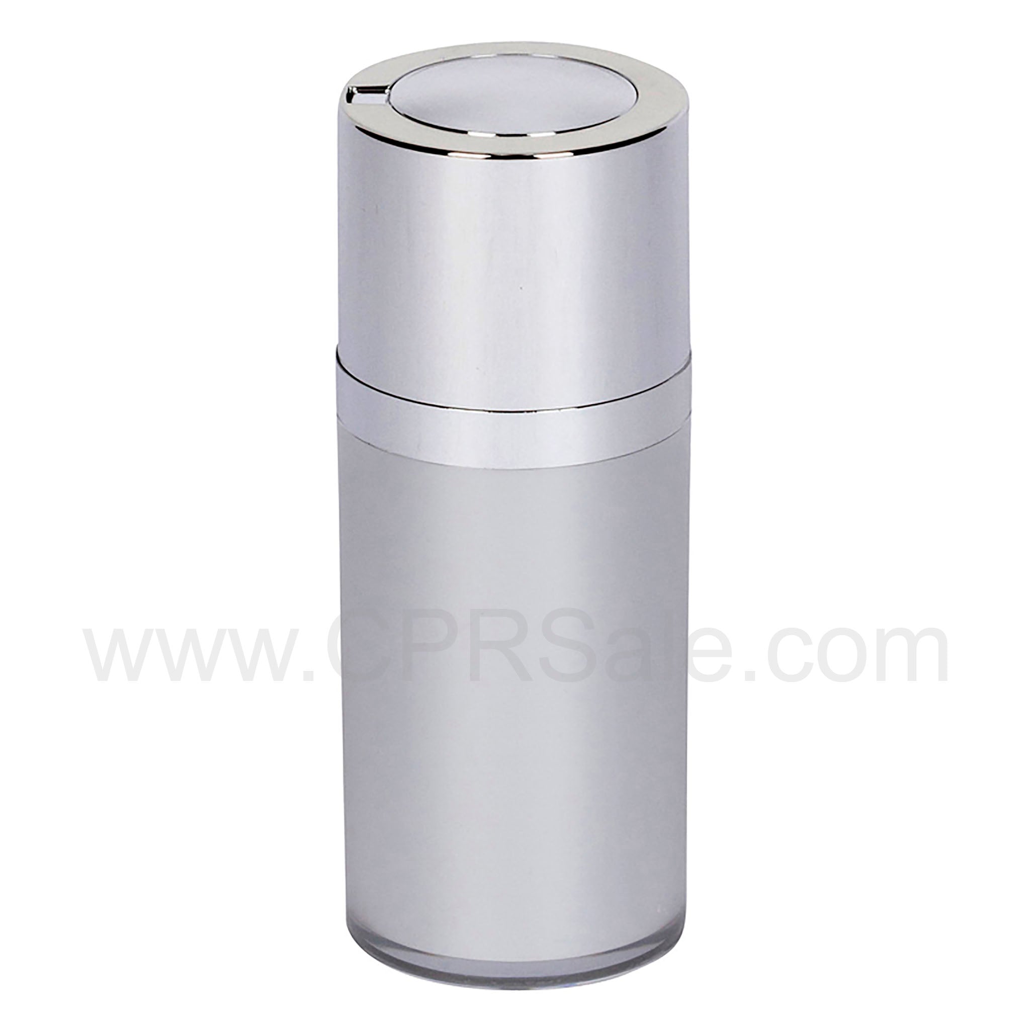 Airless Bottle, Shiny Silver Twist Up Dispenser, Platinum Body, 15 mL