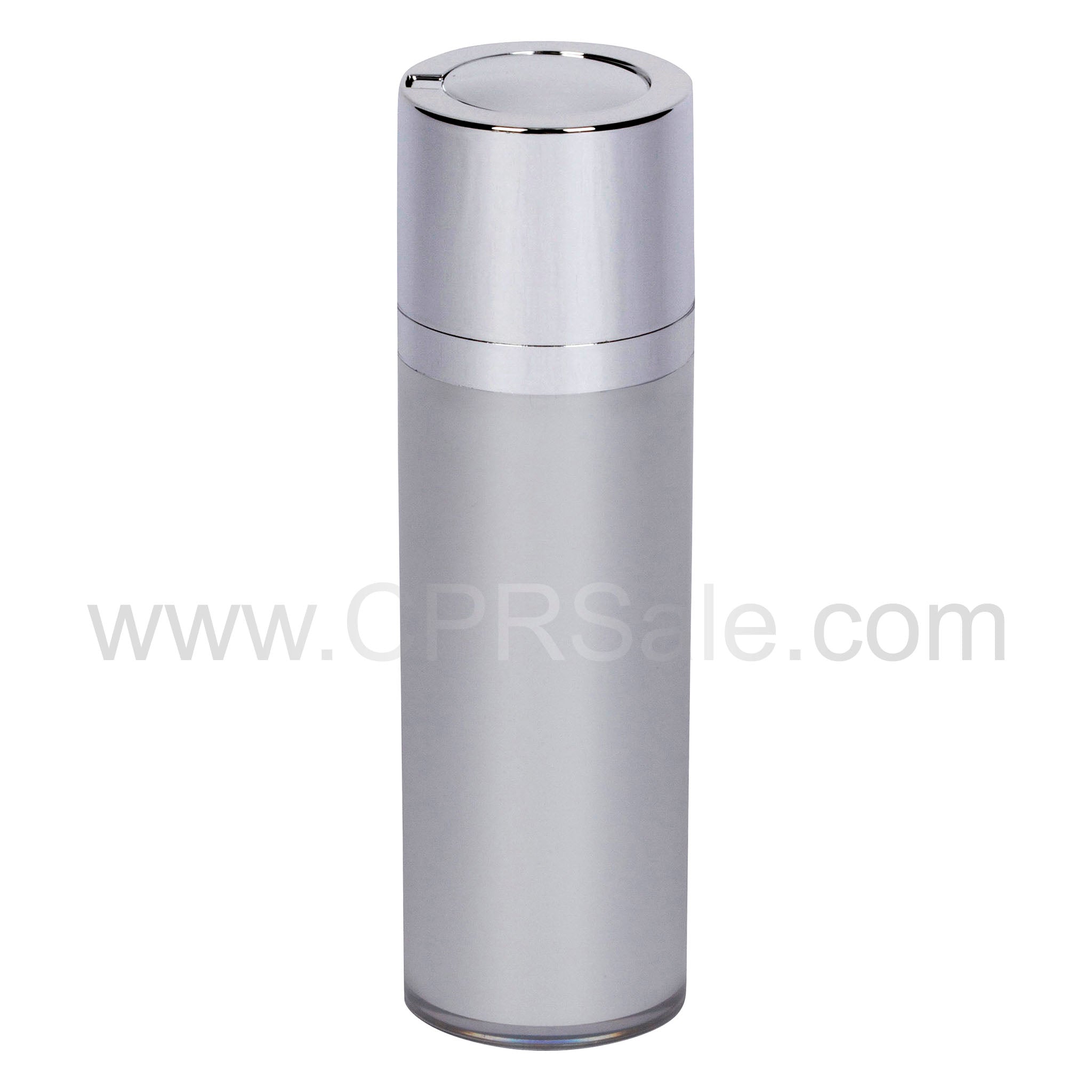 Airless Bottle, Shiny Silver Twist Up Dispenser, Platinum Body, 30 mL