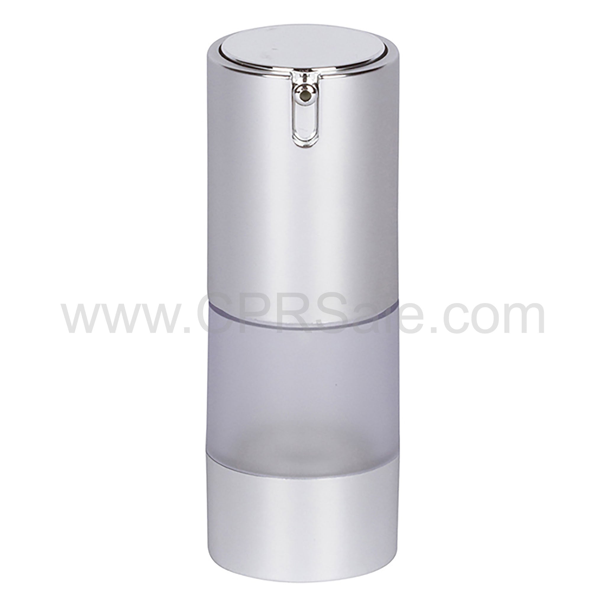 Airless Bottle, Matte Silver Cap, Frosted Body, 15mL