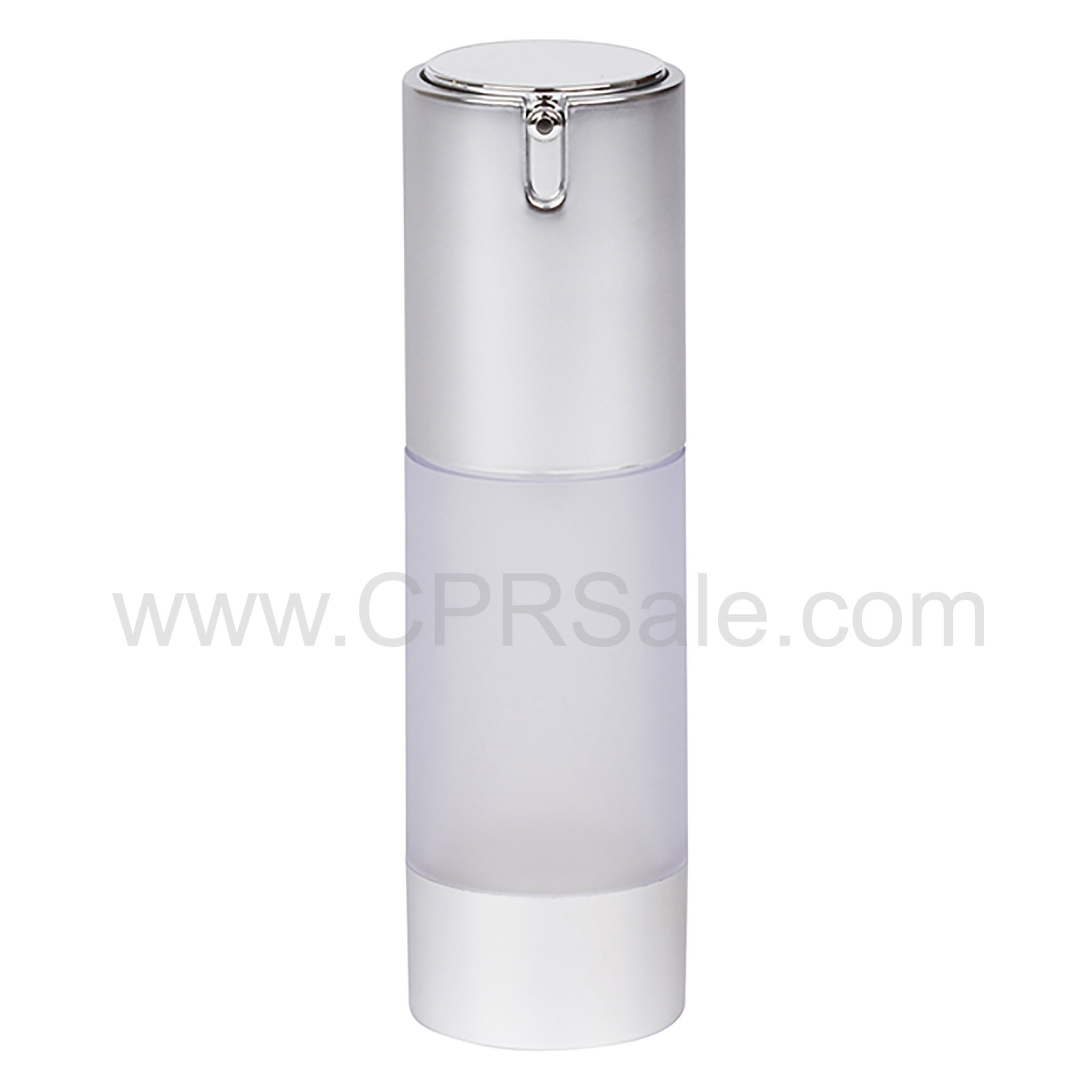 Airless Bottle, Matte Silver Cap, Frosted Body, 30 mL