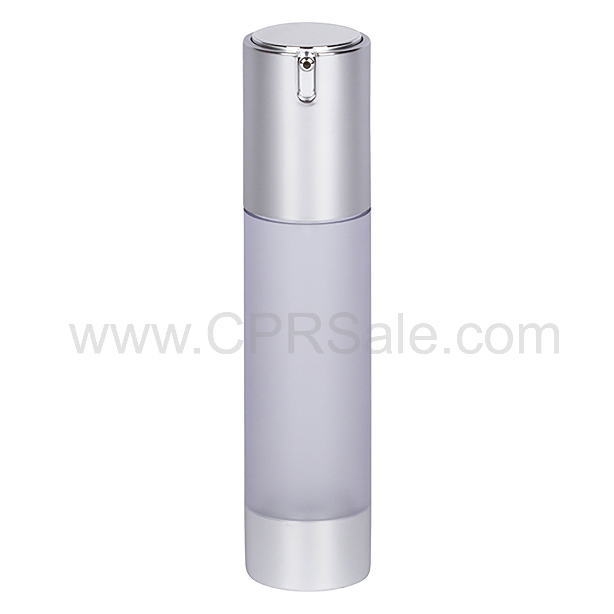 Airless Bottle, Matte Silver Cap, Frosted Body, 50 mL