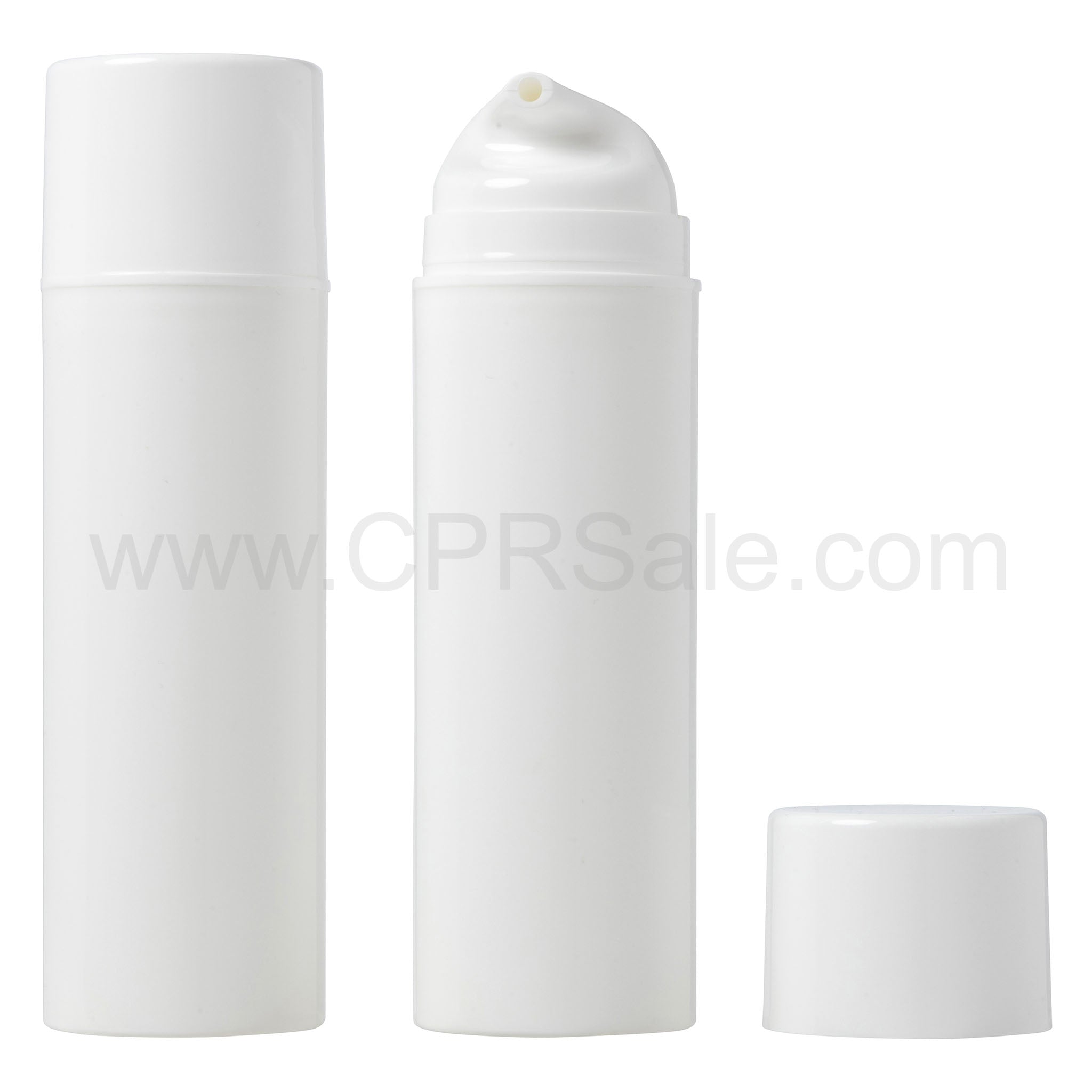 Airless Bottle, White Cap, White Pump, White Glossy Body, 150 mL