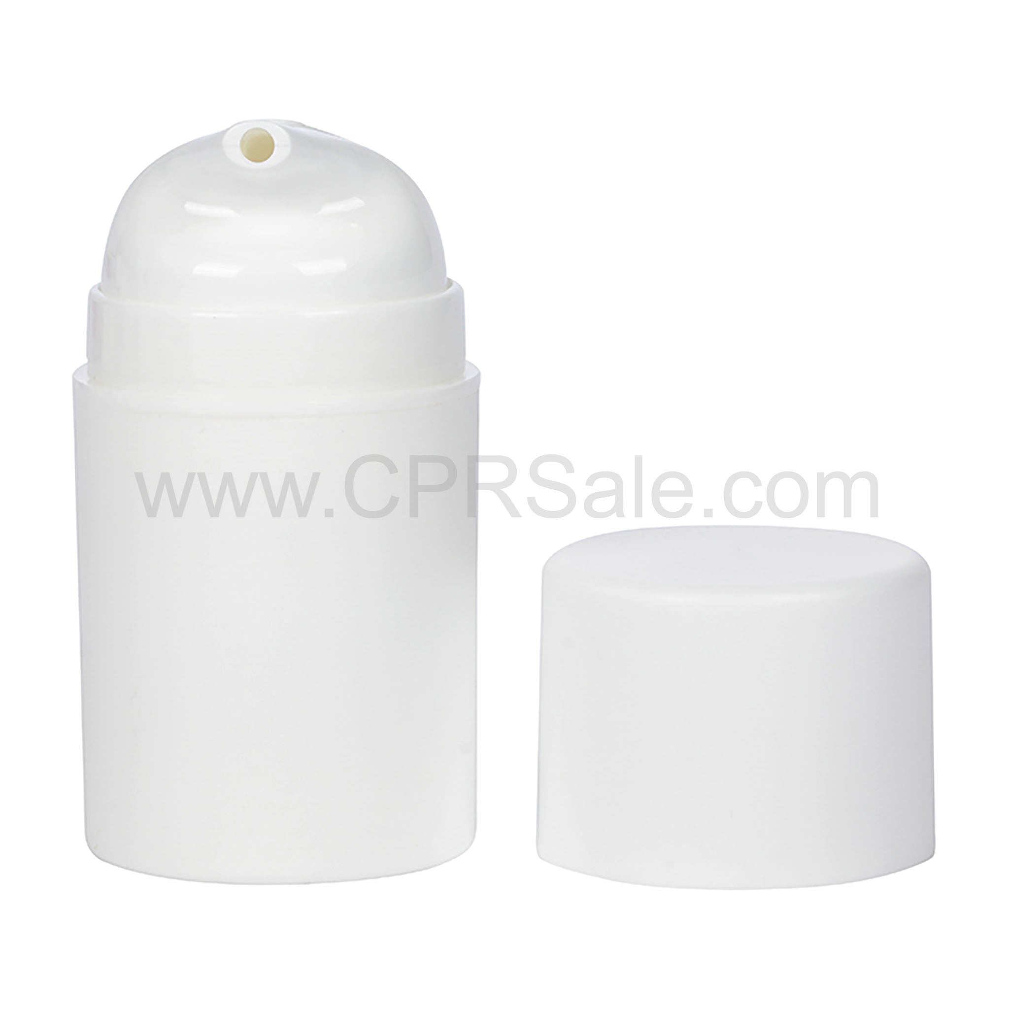 Airless Bottle, Matte White Cap, Glossy White Pump and Collar, Matte White Body, 50mL