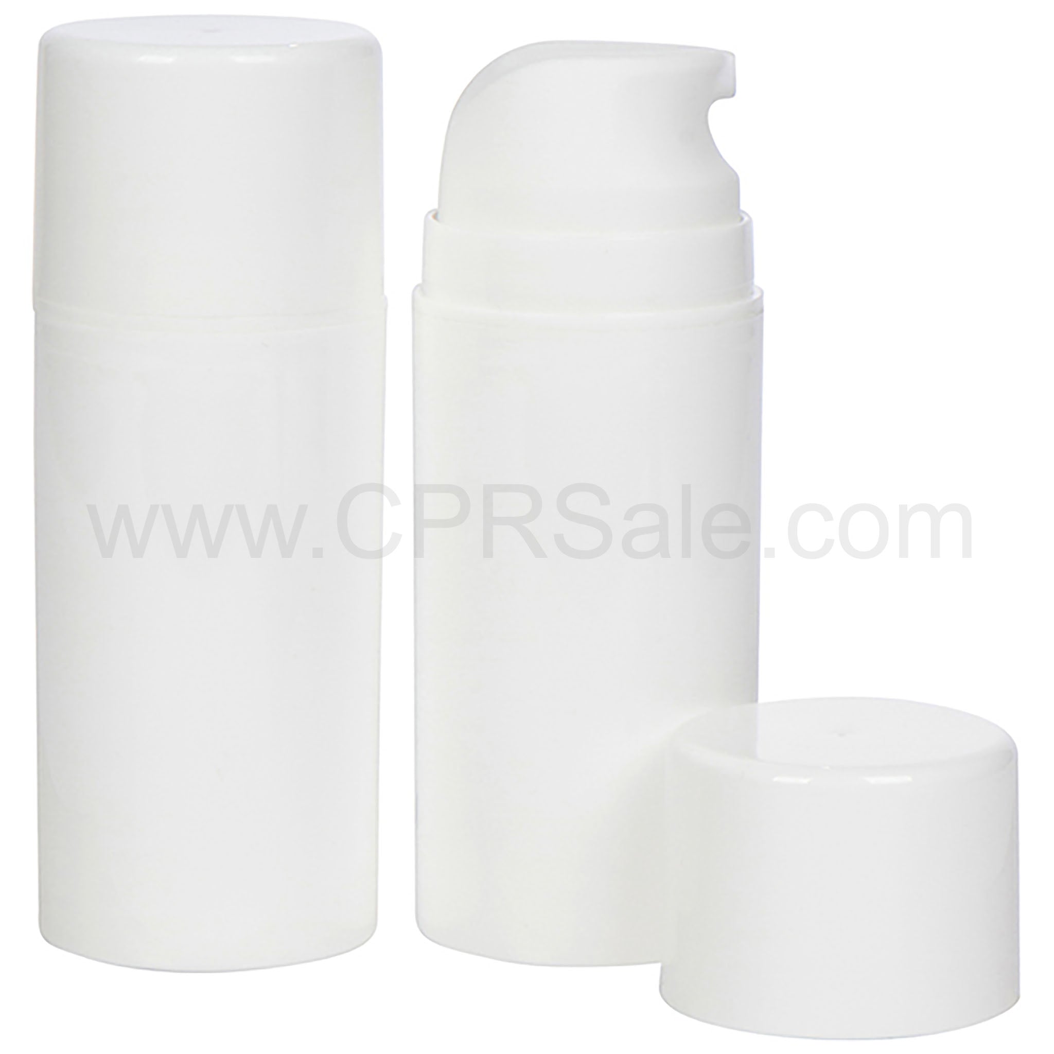 Airless Bottle, Glossy White Cap, Pump and Body, 100 mL