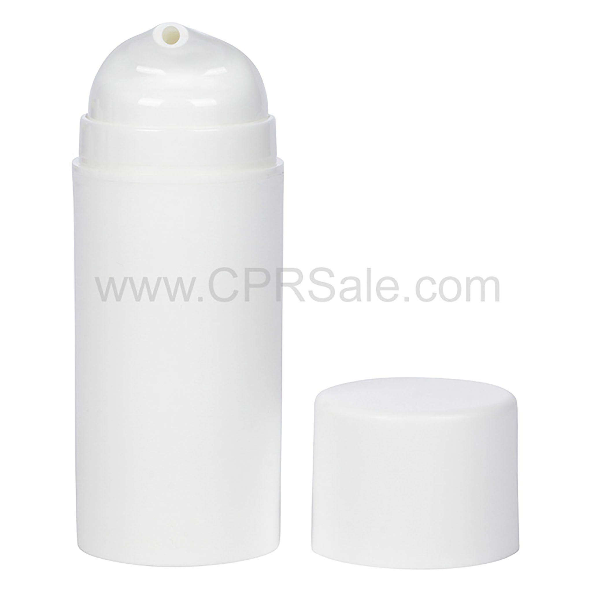 Airless Bottle, Matte White Cap, Glossy White Pump and Collar, Matte White Body, 100 mL