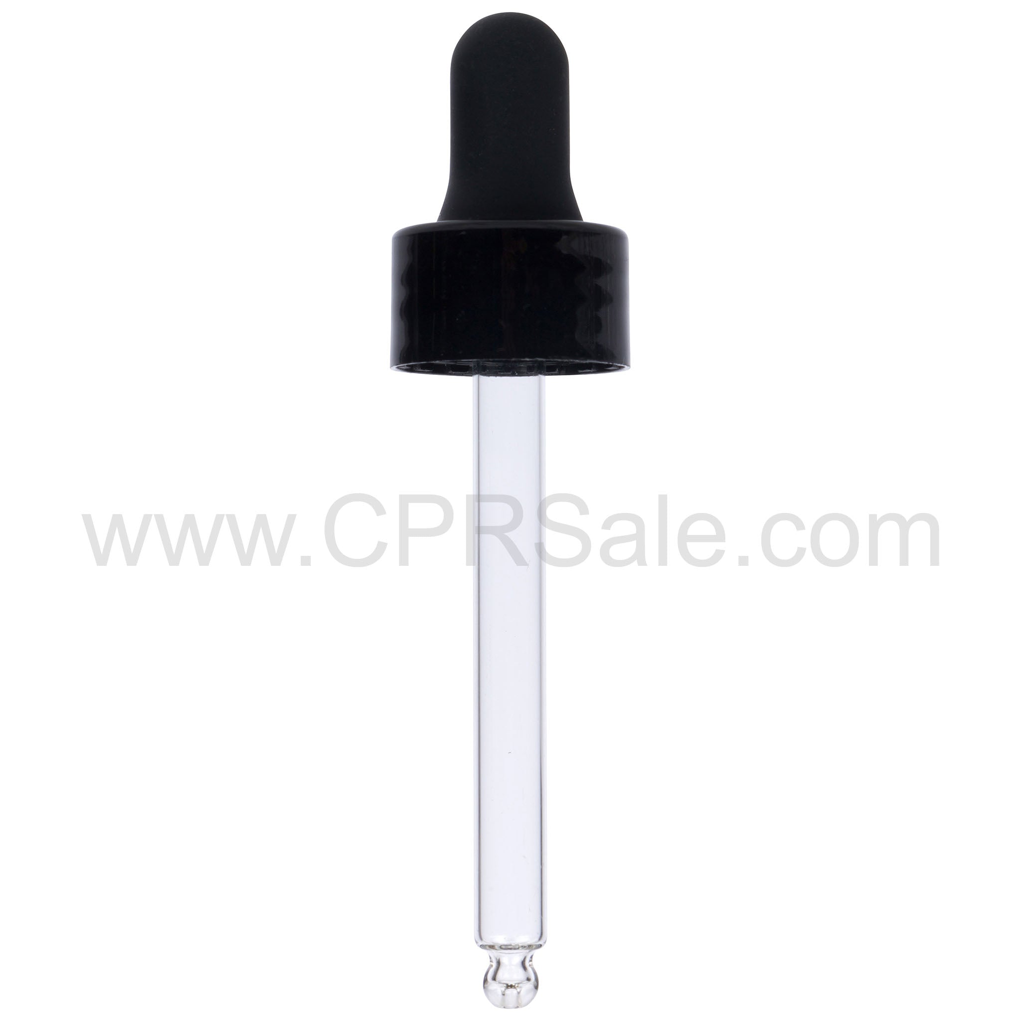 Black PP Smooth Skirt, Dropper with Rubber Bulb, 7 x 76mm, (Fits 20-400 1oz. Bottle)