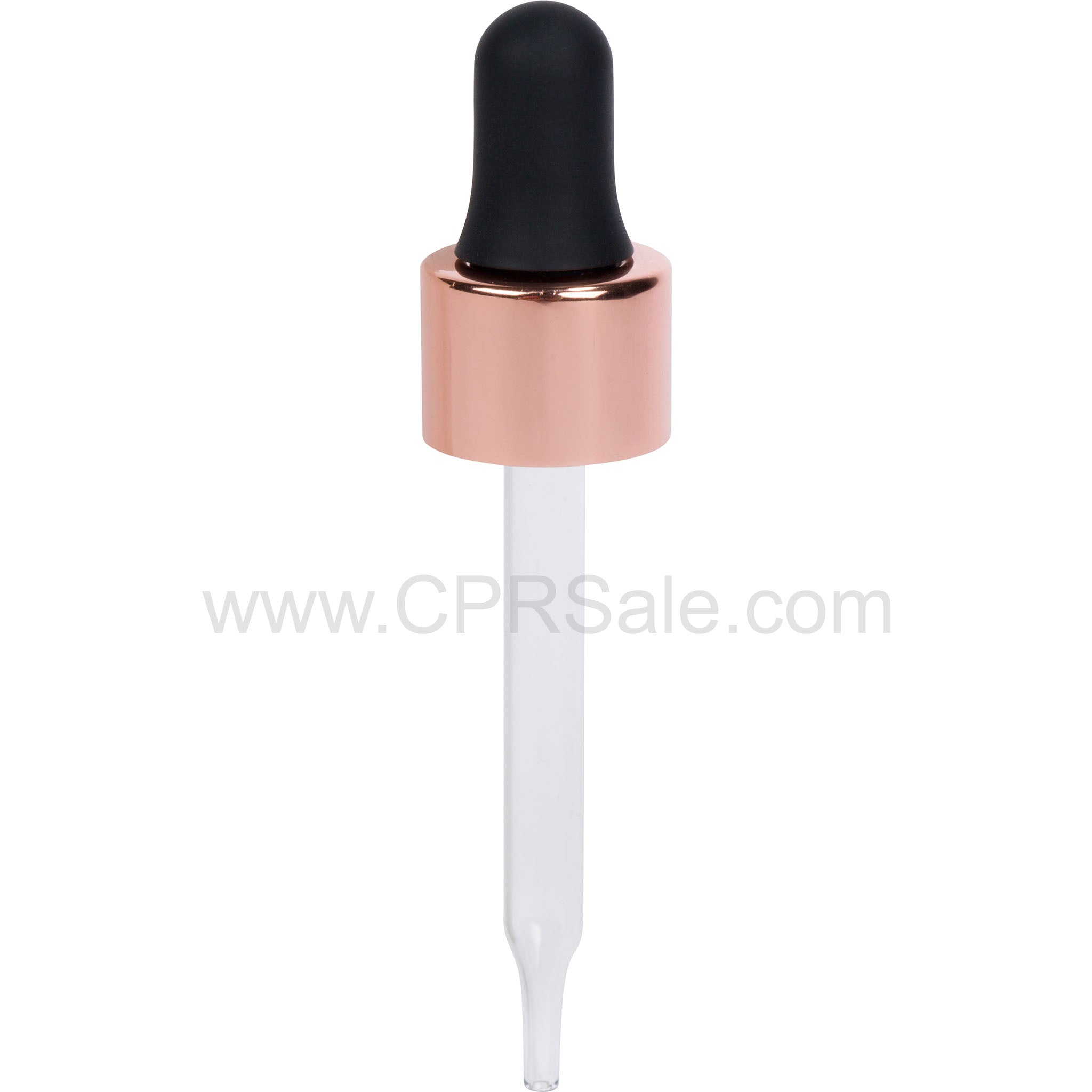 Shiny Rose Gold Skirt, Dropper with Black Rubber Bulb, 7 x 65mm, (Fits 20-400 1oz. Cylinder Bottle)