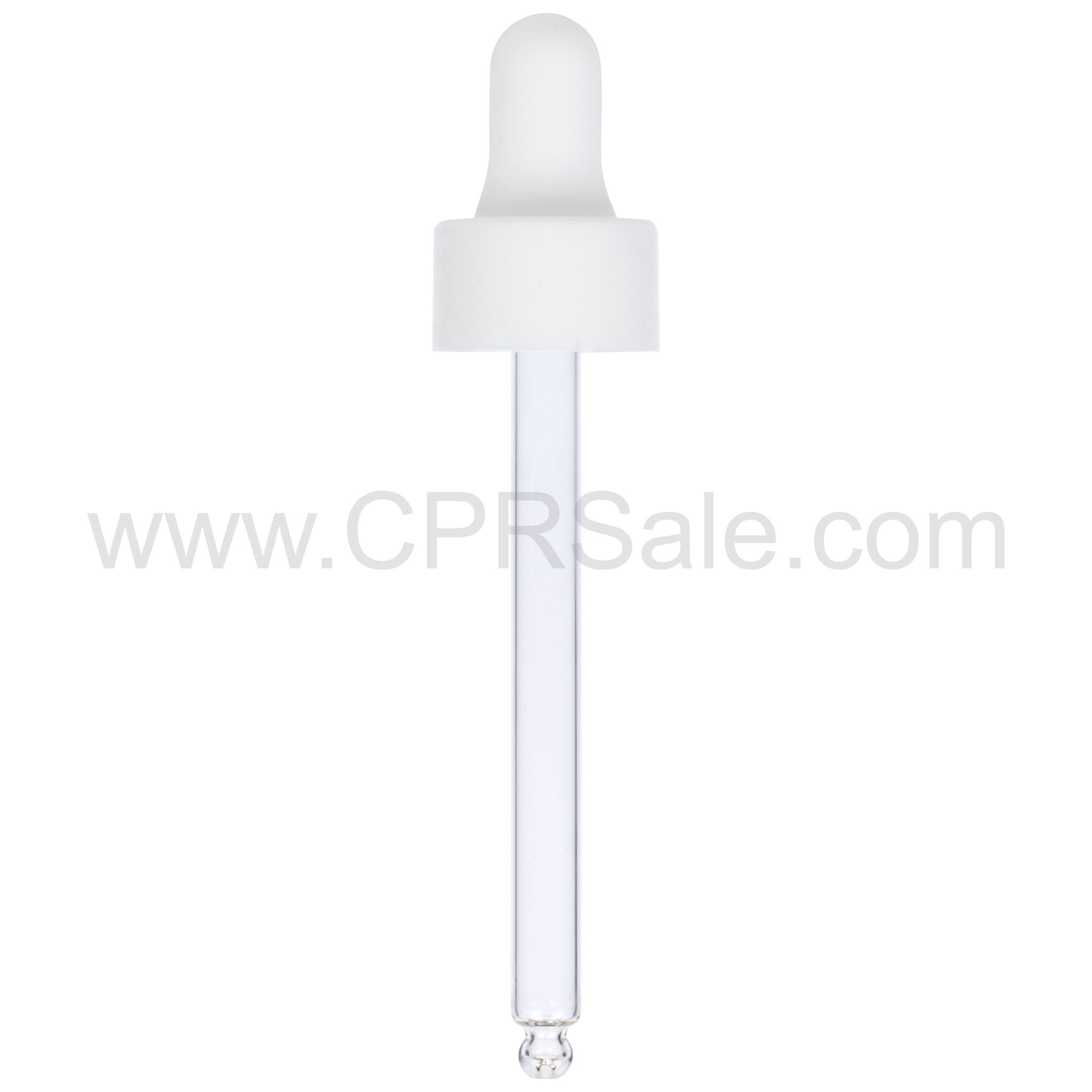 White Smooth Dropper with White Rubber Bulb, 7 x 65mm, (Fits 20-400 1oz. Cylinder Bottle)