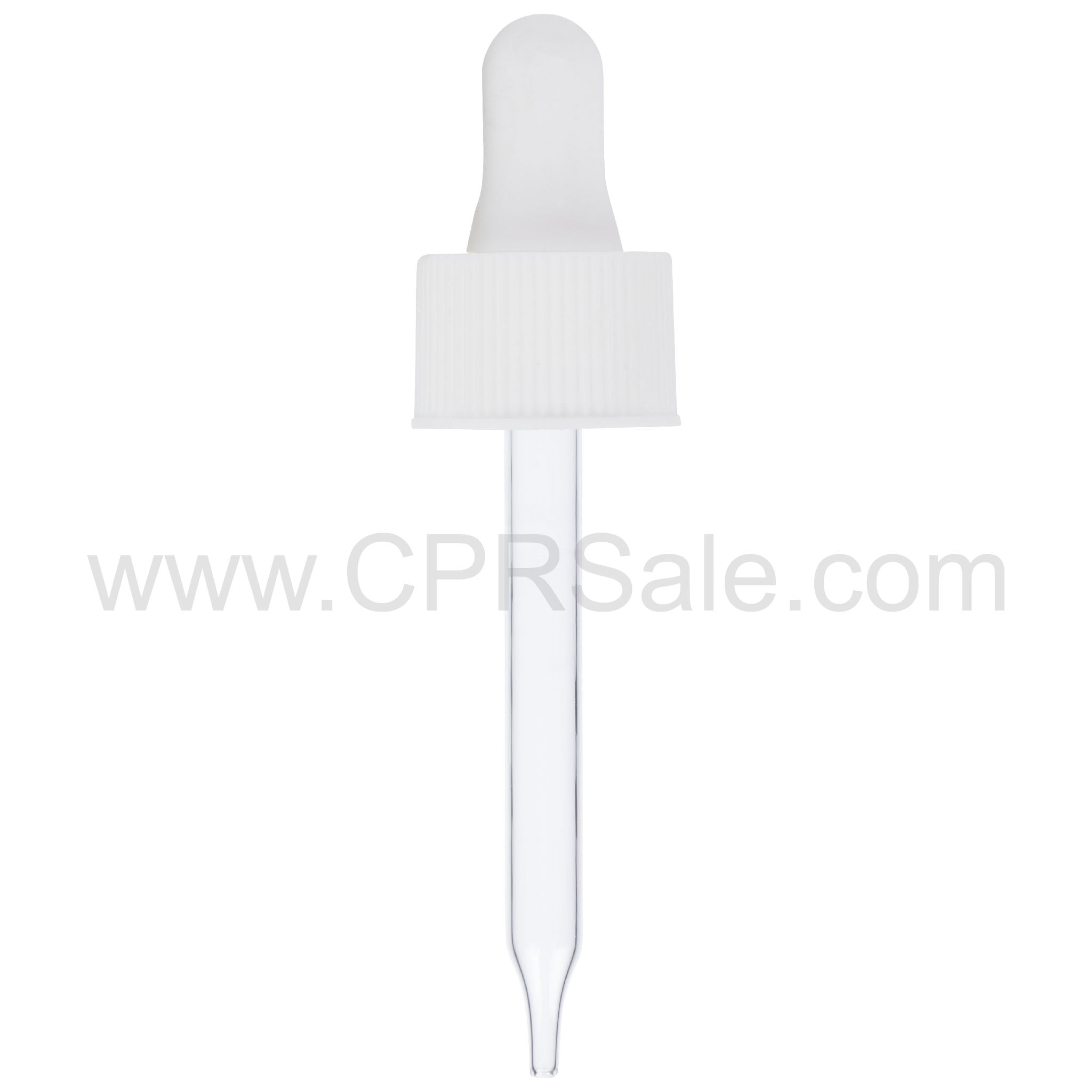 White PP Ribbed Skirt Dropper with Rubber Bulb, 7 x 89mm, (Fits 20-400 2oz. Bottle)