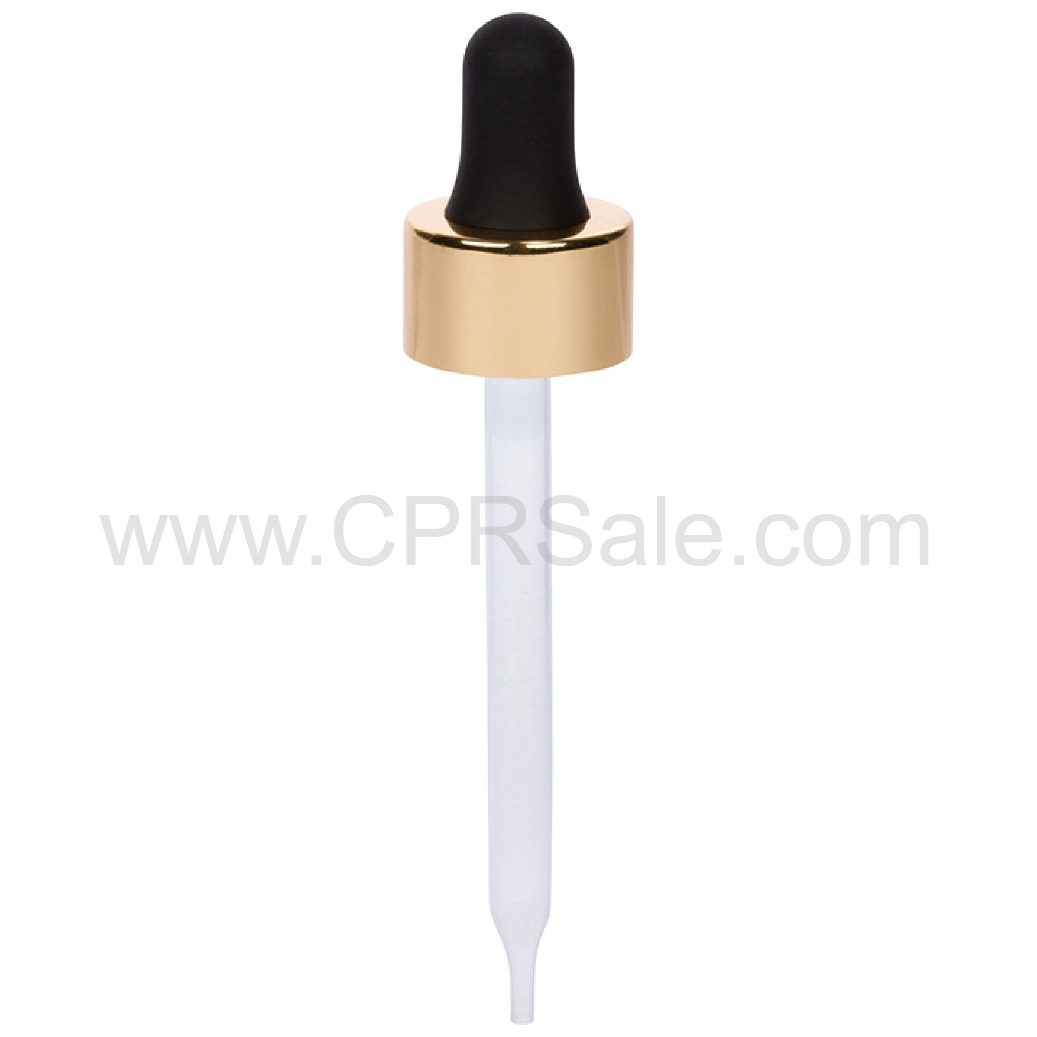 Shiny Gold Skirt, Dropper with Black Rubber Bulb, 7 x 65mm, (Fits 18-400 0.5oz. Bottle)