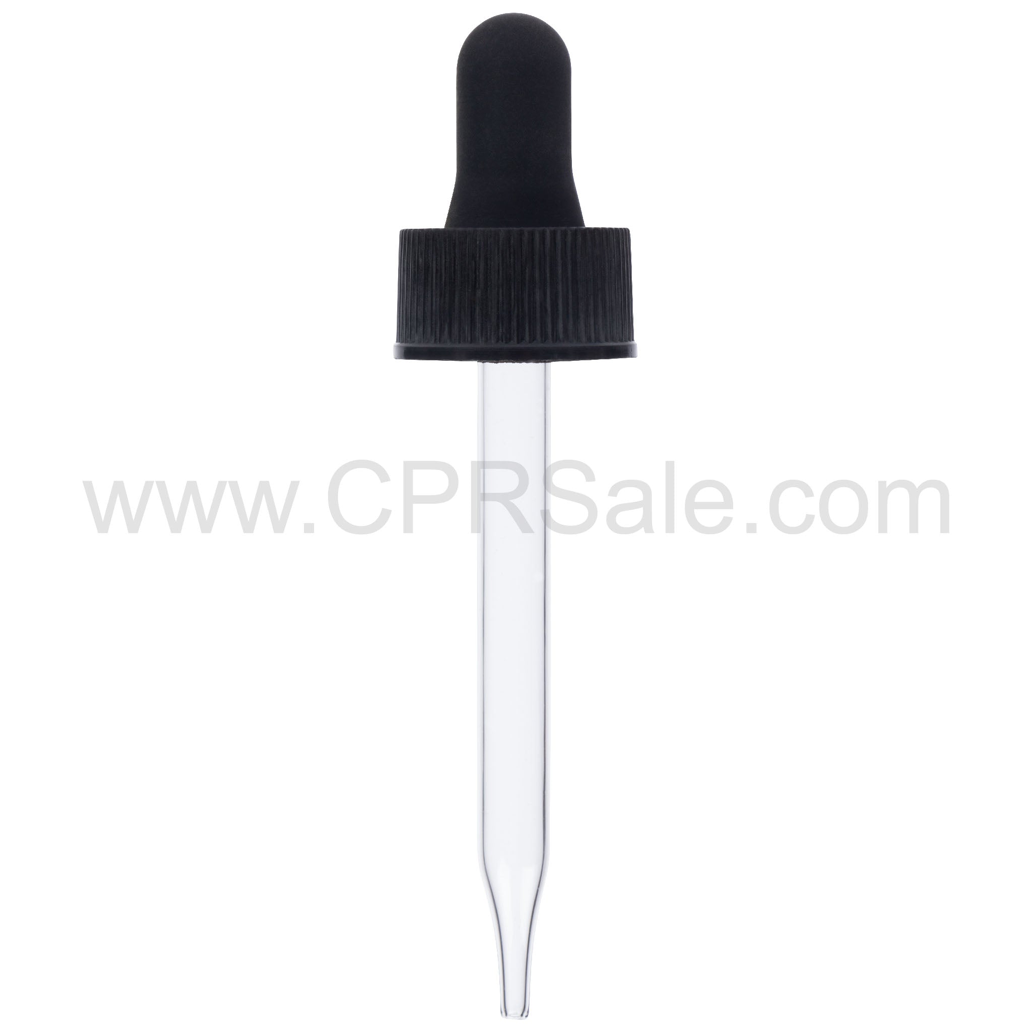 Black PP Ribbed Skirt Dropper with Rubber Bulb, 7 x 65mm, (Fits 20-400 1oz. Cylinder Bottle)