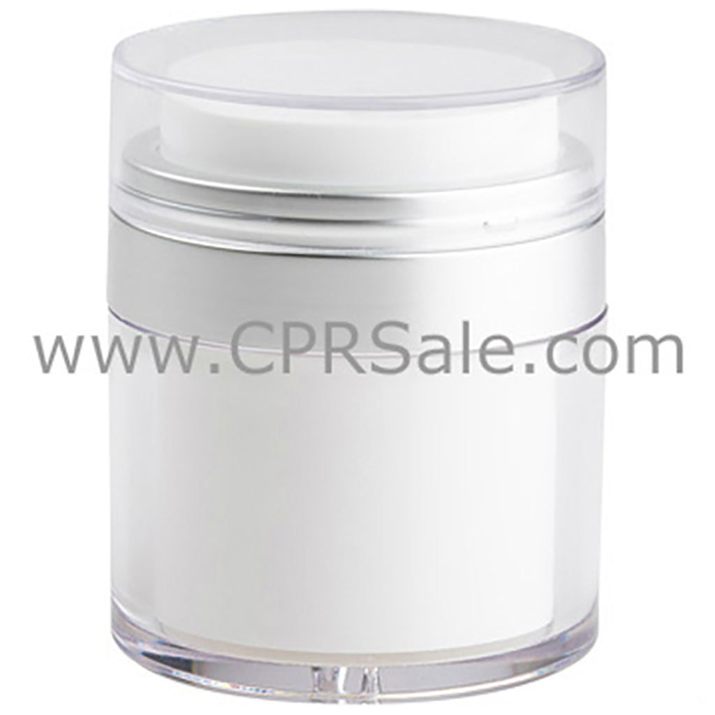 Airless Jar, Clear Cap, Matte Silver Collar, PP Inner Cup, 15 mL