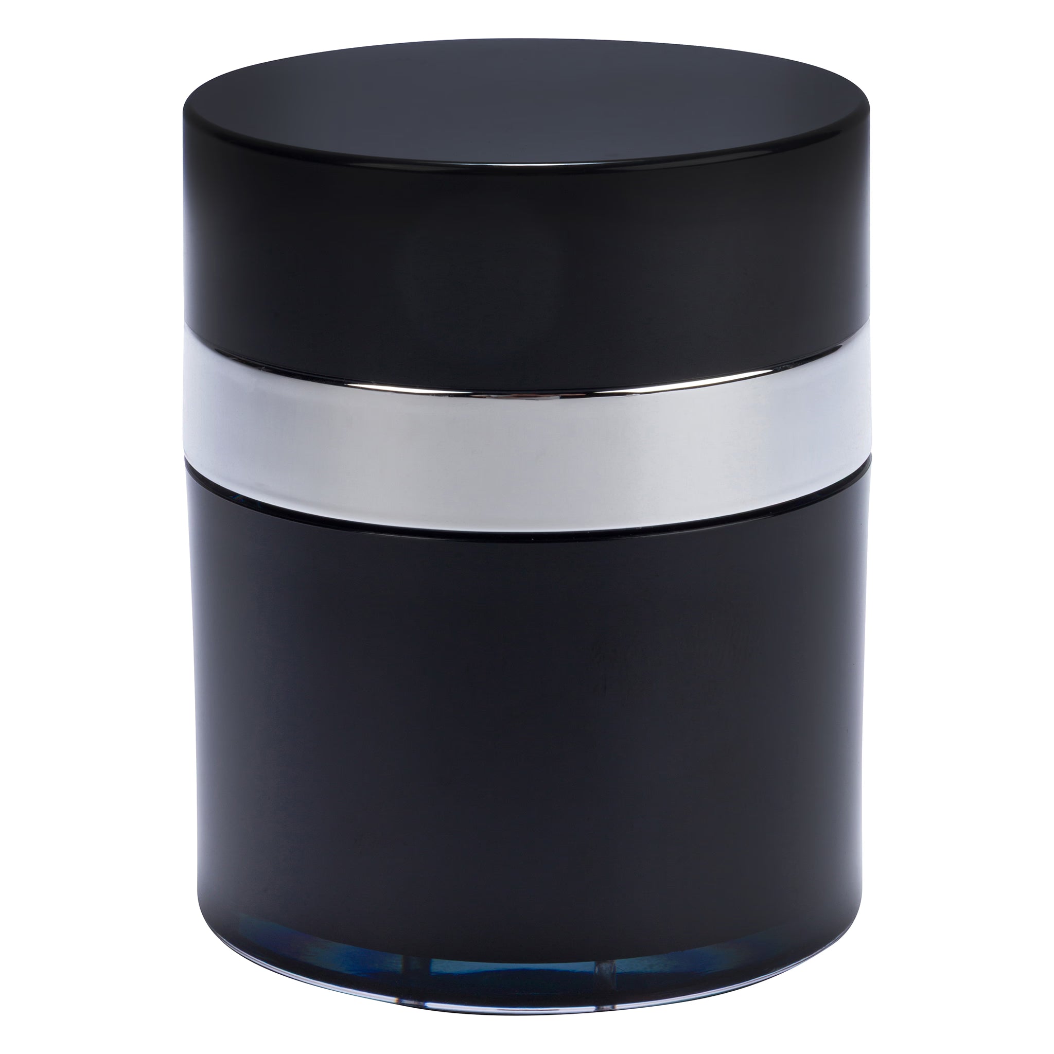 Airless Jar, Black Cap, Shiny Silver Collar, Black Body 50 mL