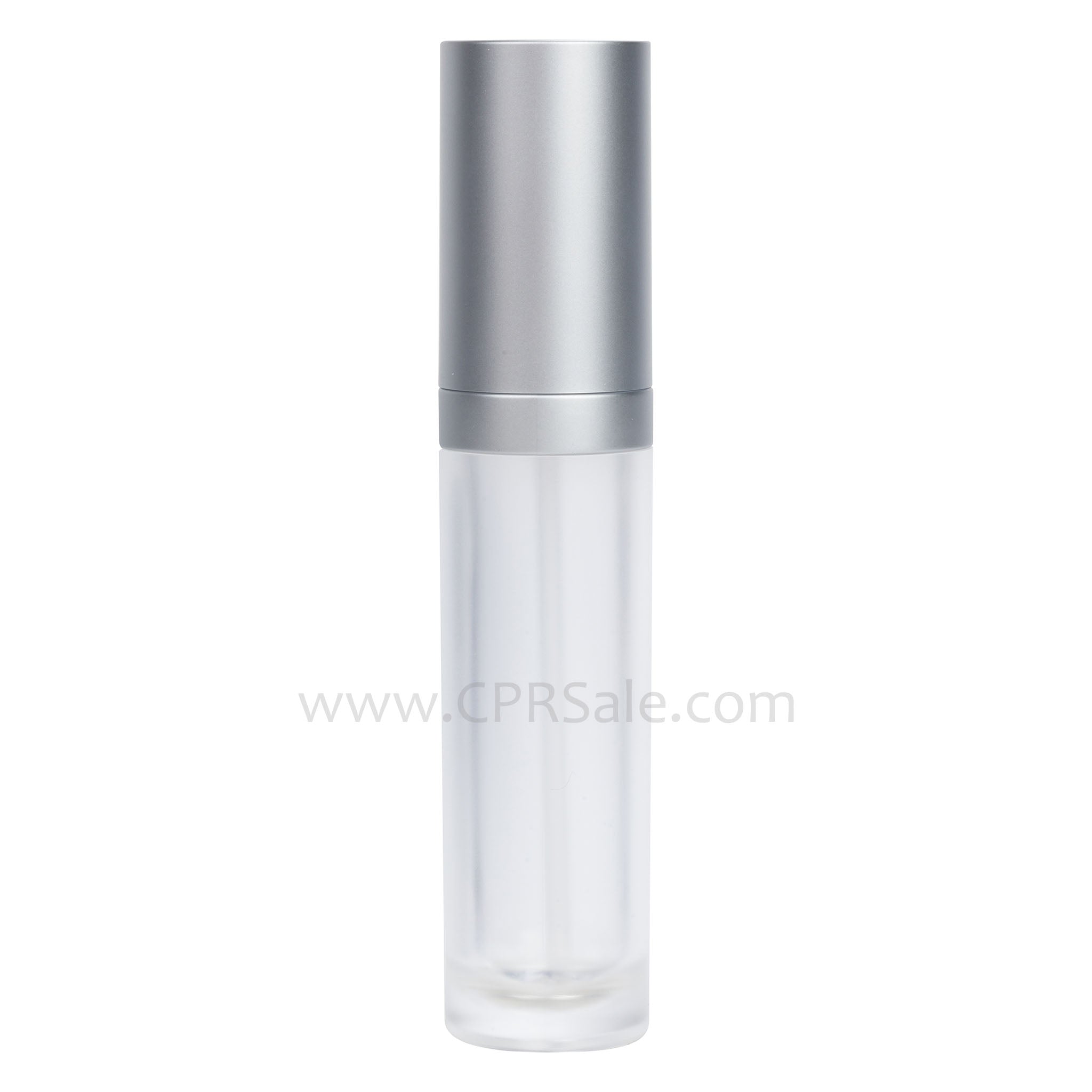 Acrylic Treatment Bottle, Matte Silver Cap, Matte Silver Collar, Frosted Body, Round 30 mL