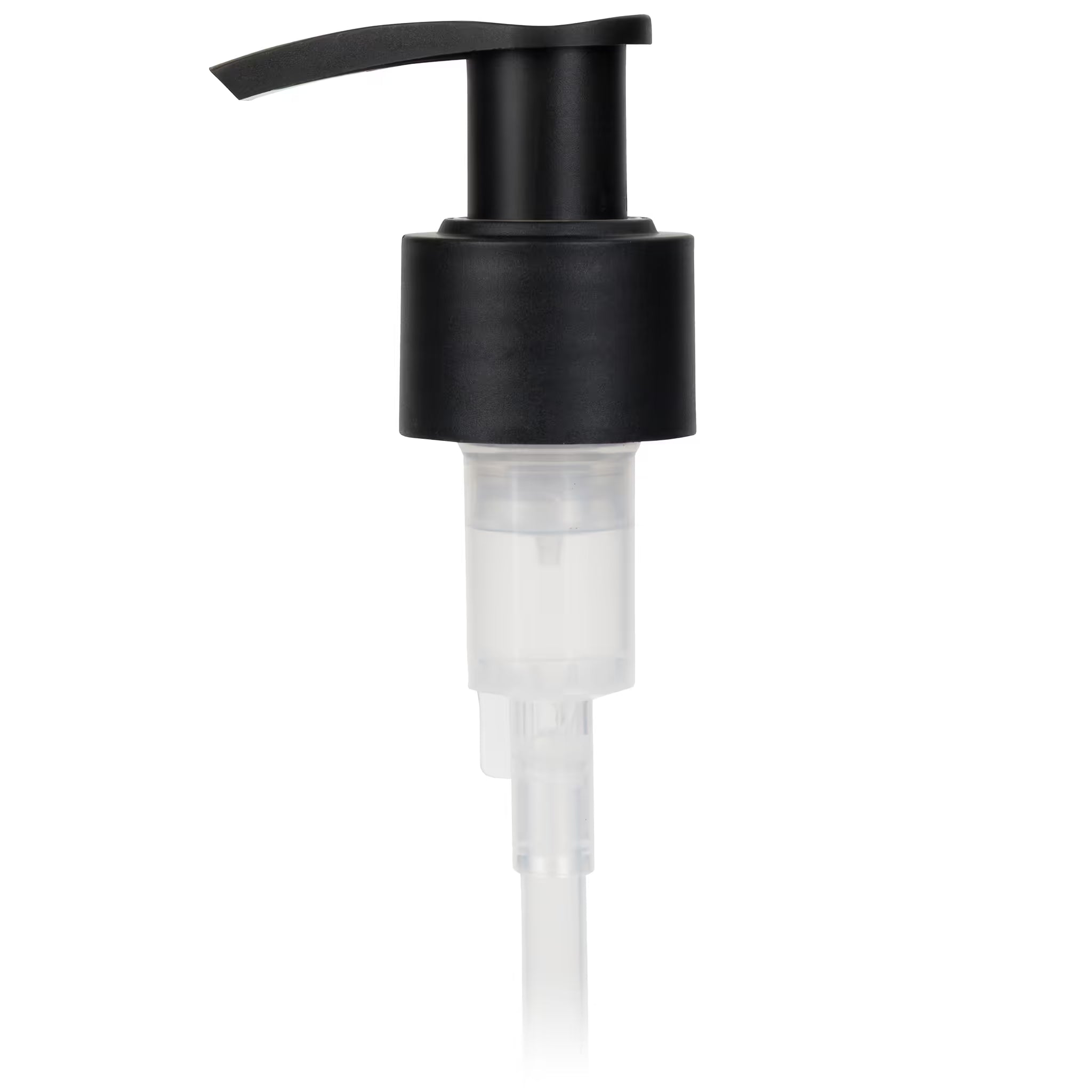 Pump, 24/410, Matte Black, Smooth, 2cc. Saddle Head, Locking, Diptube Length = 7 inches