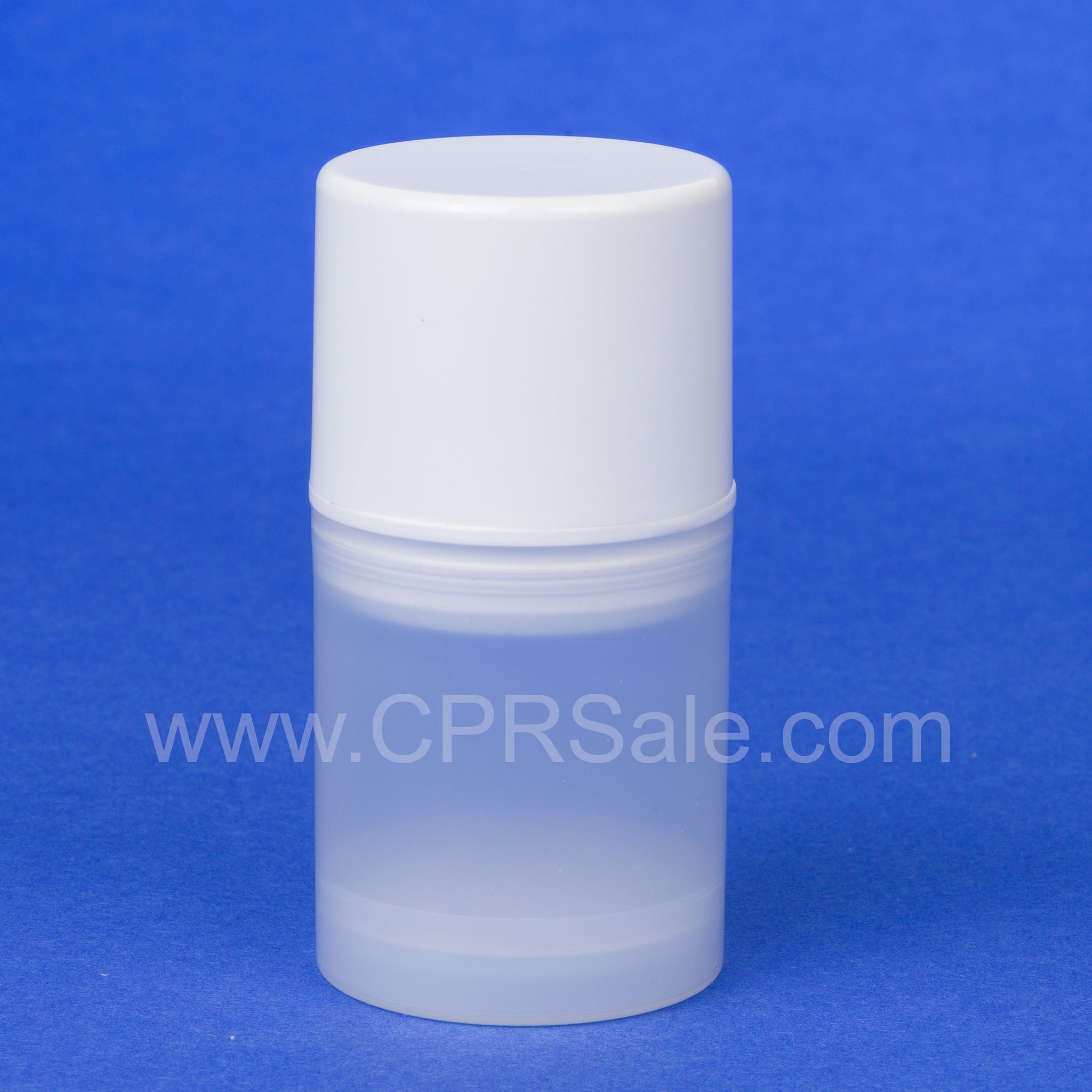 Airless Bottle, White Pump, White Glossy Cap, Natural Body, 50 mL