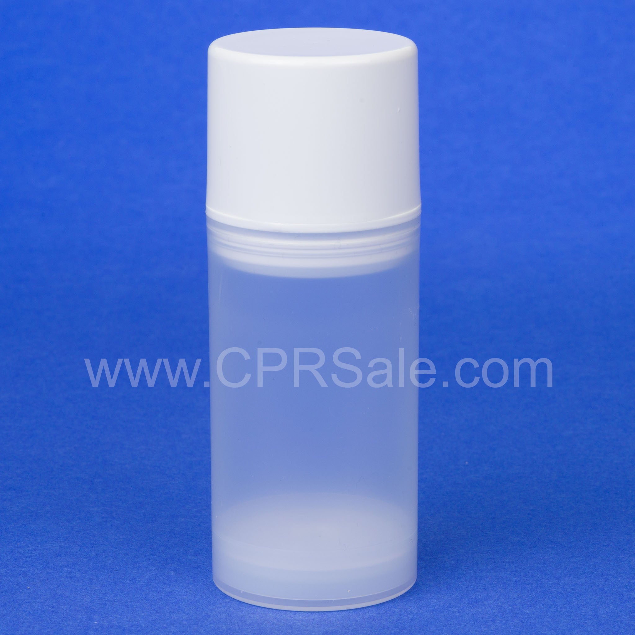 Airless Bottle, White Pump, Glossy White Cap, Natural Body, 100 mL