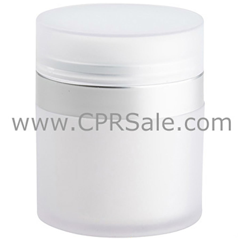 Airless Jar, Frosted Cap, Matte Silver Collar, PP Inner Cup w/Frosted