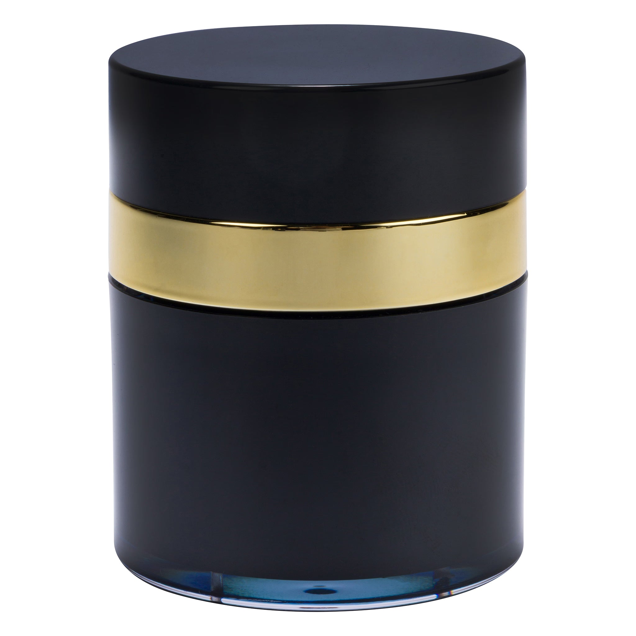 Airless Jar, Black Cap, Shiny Gold Collar, Black Body 50 mL