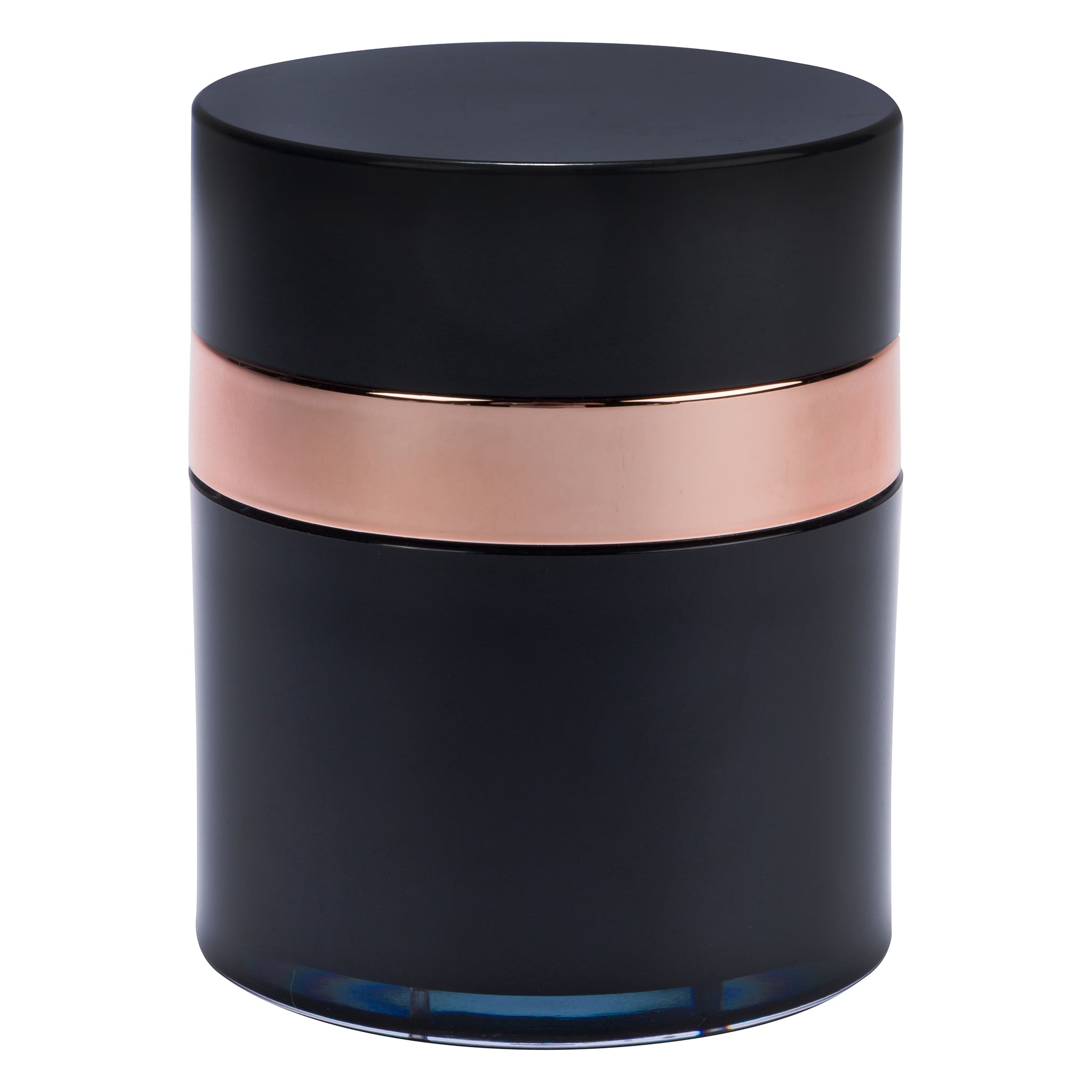 Airless Jar, Black Cap, Shiny Rose Gold Collar, Black Body 50 mL